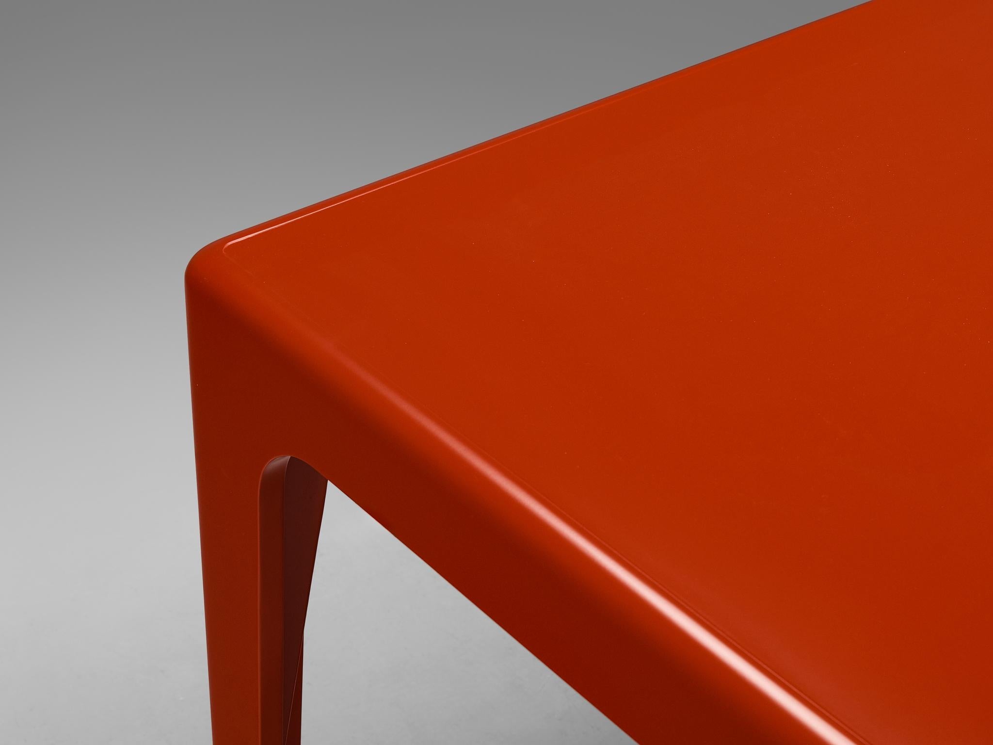 Horn Collection Post-Modern Dining Table in Red Polyurethane Plastic 1970s tables Morentz