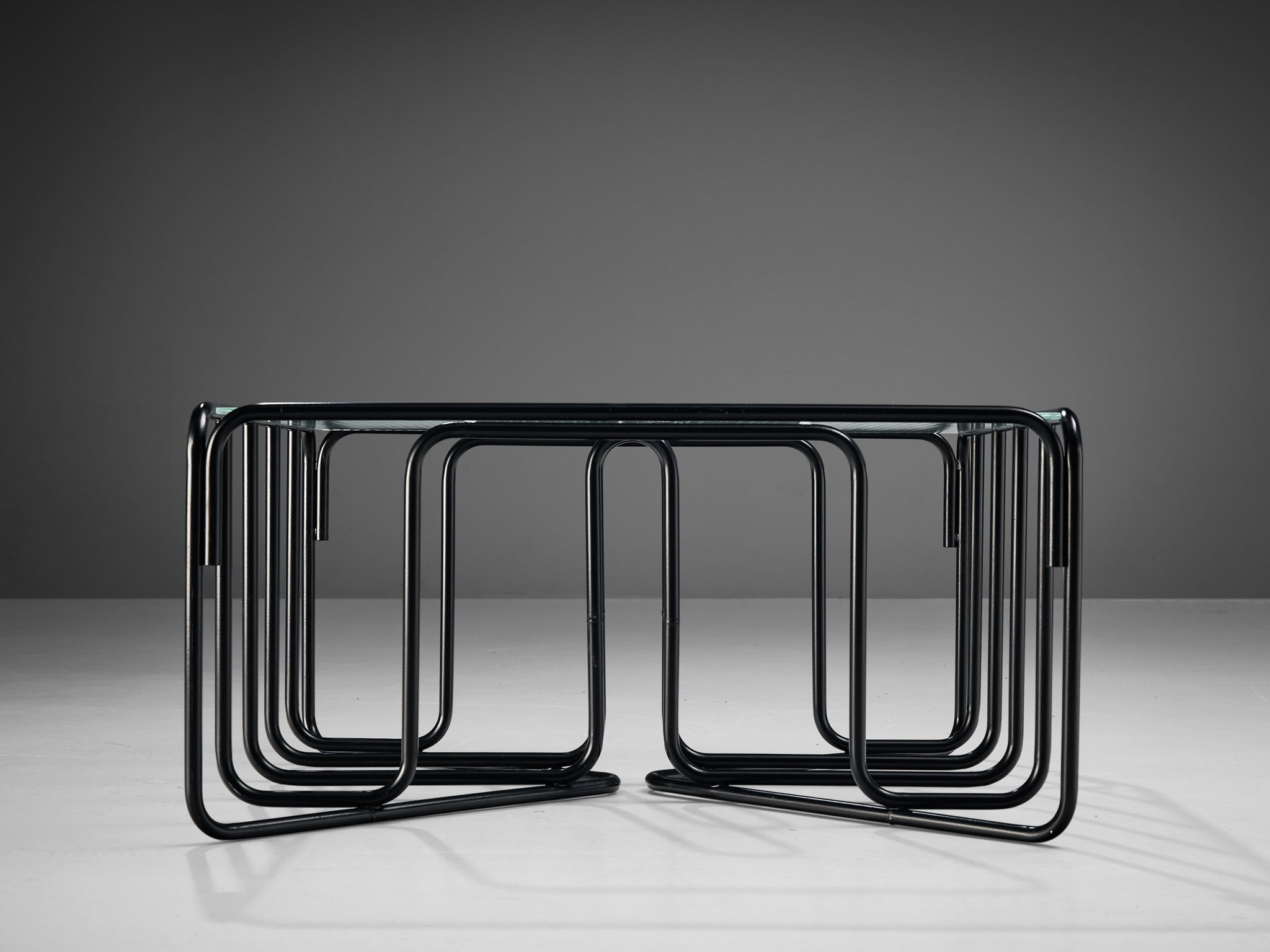 Dutch Black Tubular Coffee Table With Glass Top Tables Morentz