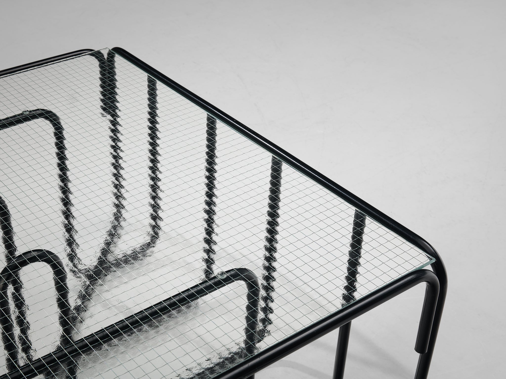 Dutch Black Tubular Coffee Table With Glass Top Tables Morentz