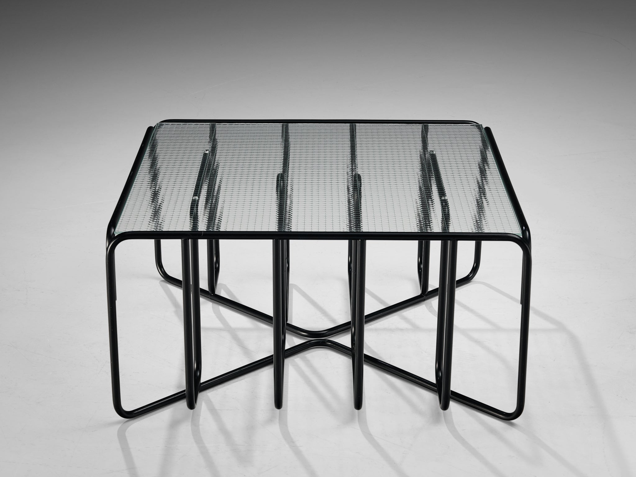 Dutch Black Tubular Coffee Table With Glass Top Tables Morentz