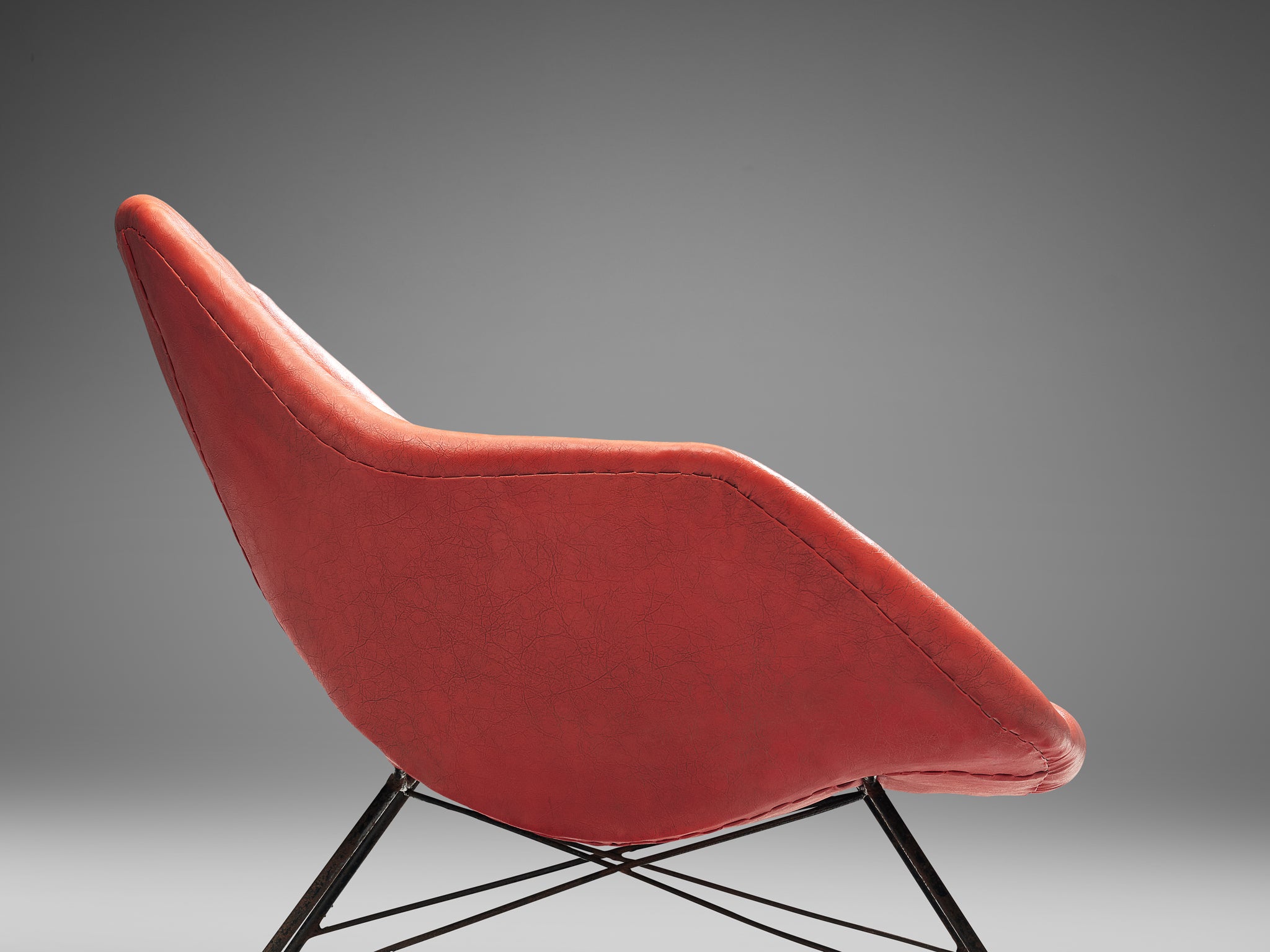 Carlo Hauner and Martin Eisler Lounge Chairs in Blue and Red Upholstery Seating Morentz