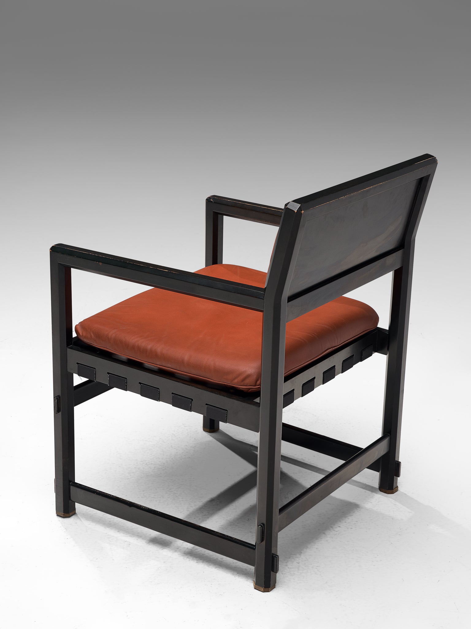 Edward Wormley Set of Eight Dining Chairs in Red Brown Leather Seating Morentz