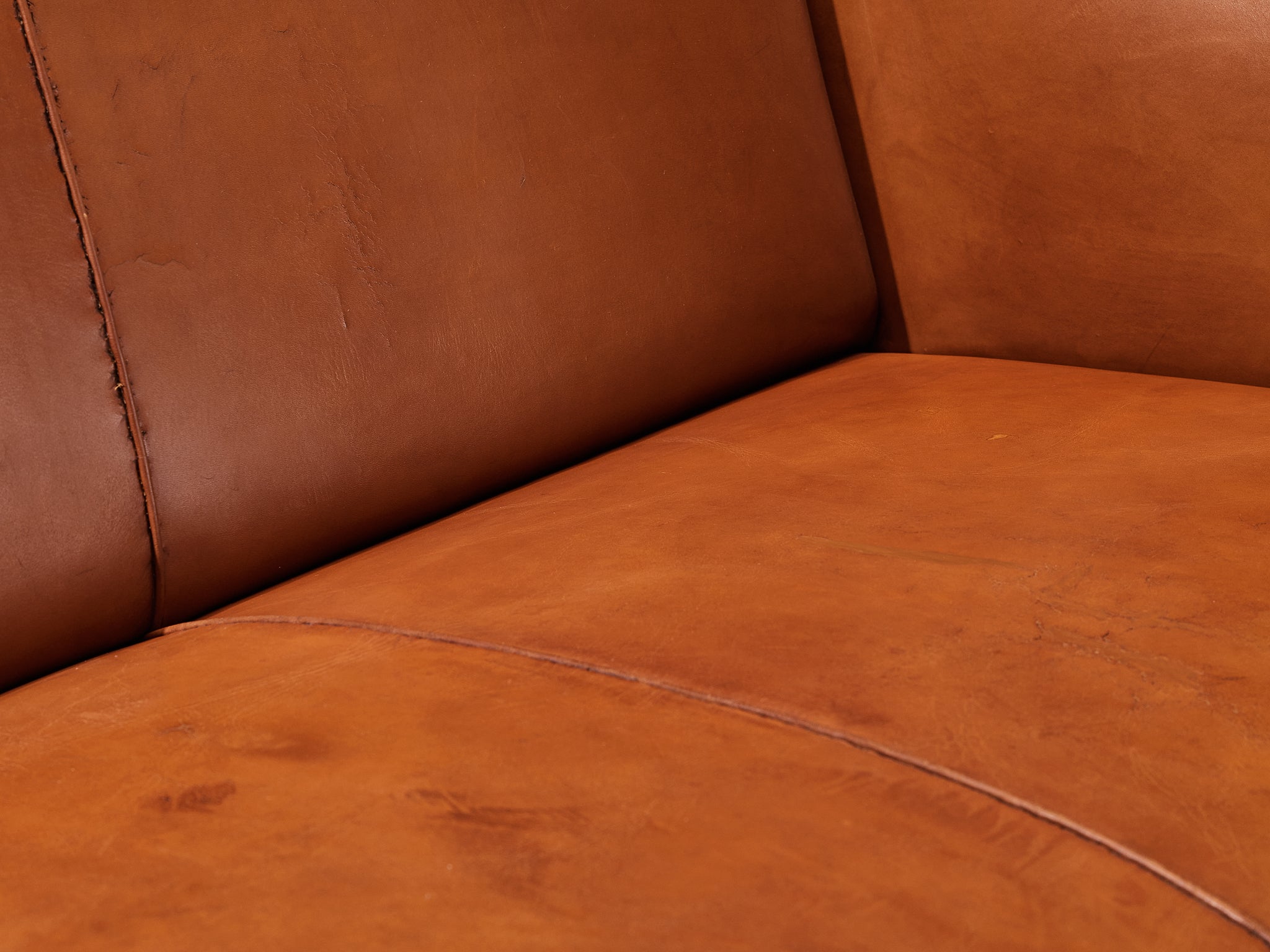 Kaare Klint for Rud Rasmussen Sofa '5011' in Cognac Leather and Mahogany Seating Morentz
