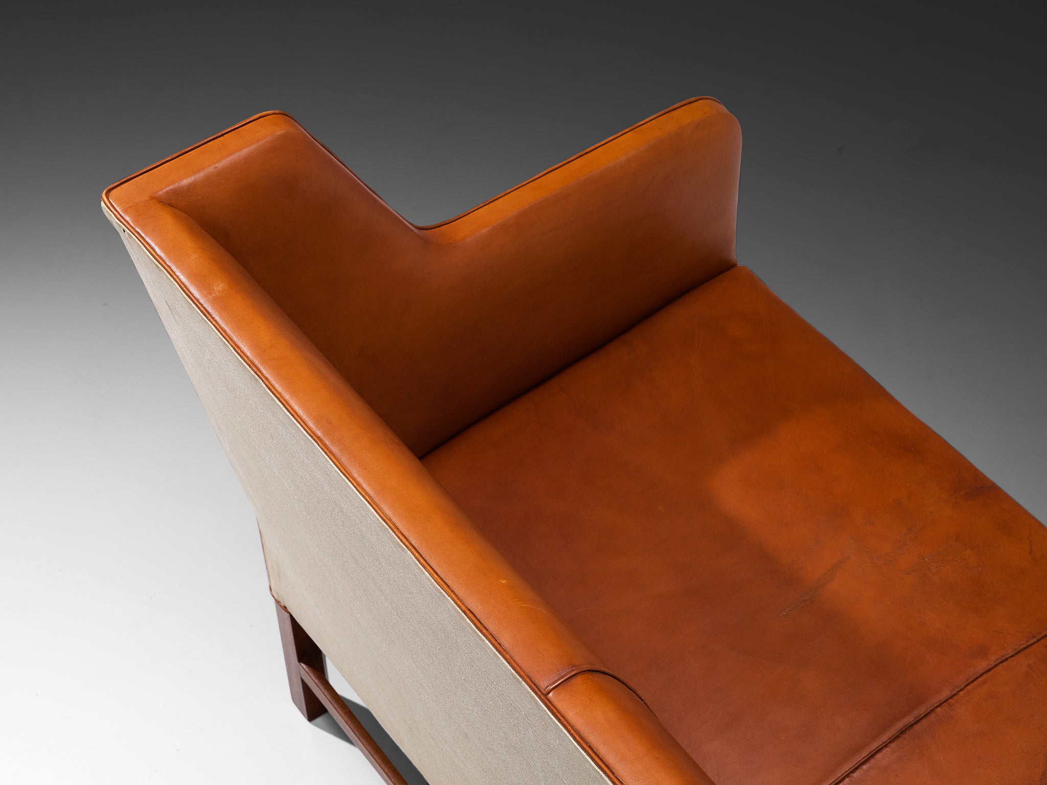 Kaare Klint for Rud Rasmussen Sofa '5011' in Cognac Leather and Mahogany Seating Morentz