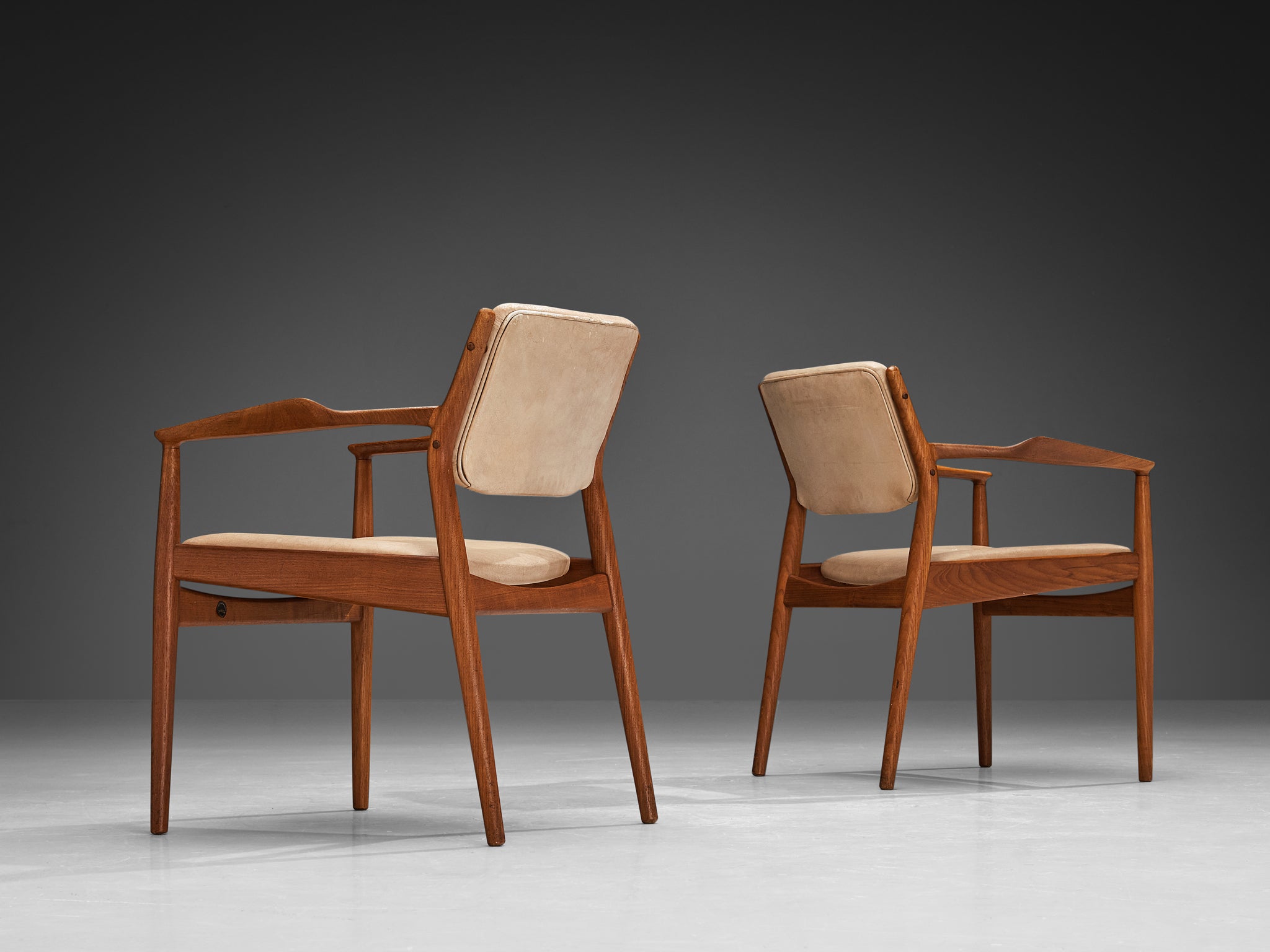Arne Vodder for Sibast Armchairs in Teak and Beige Upholstery Seating Morentz