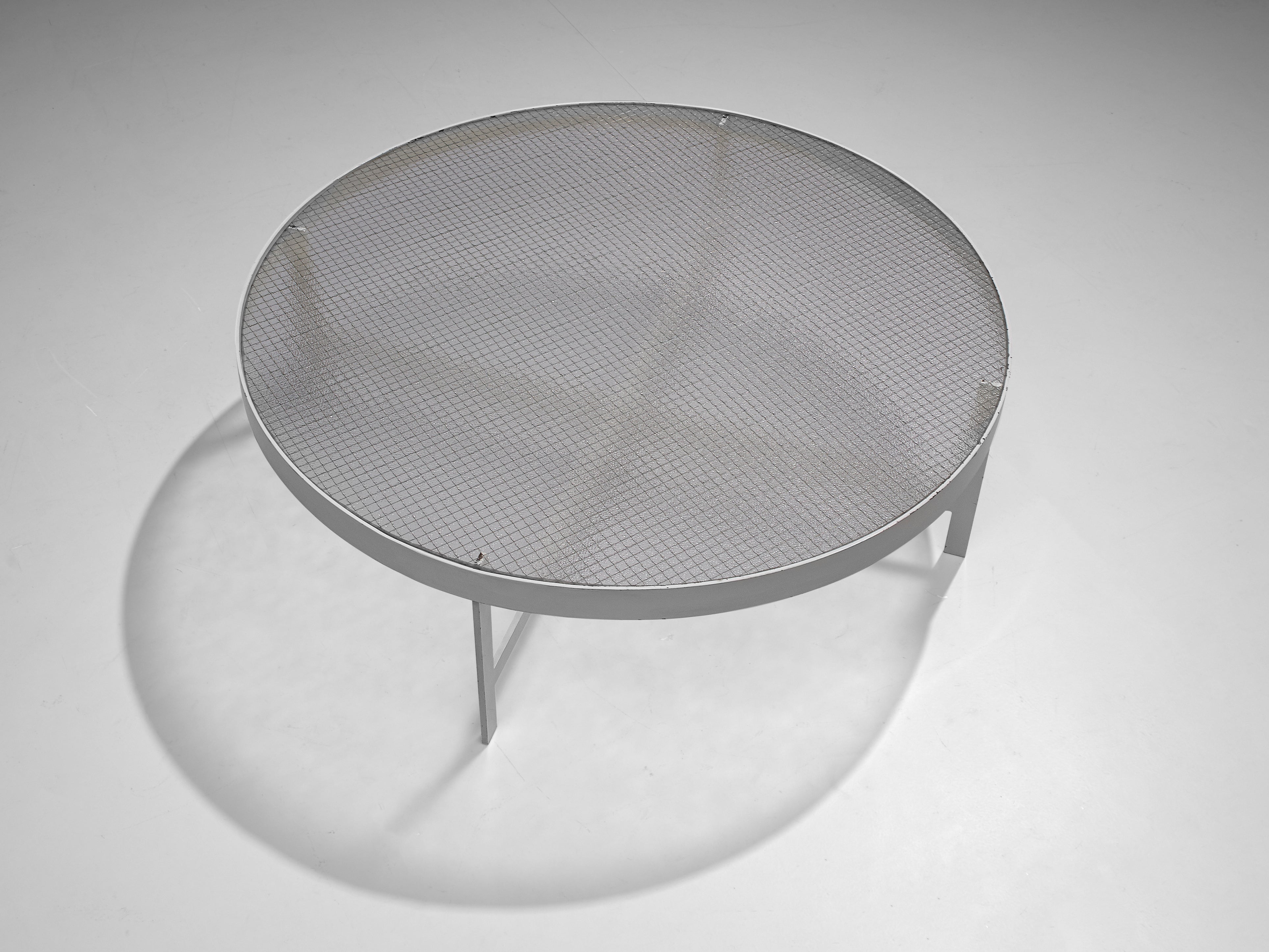 Janni Van Pelt Round Coffee Table in White Metal and Glass tables Morentz