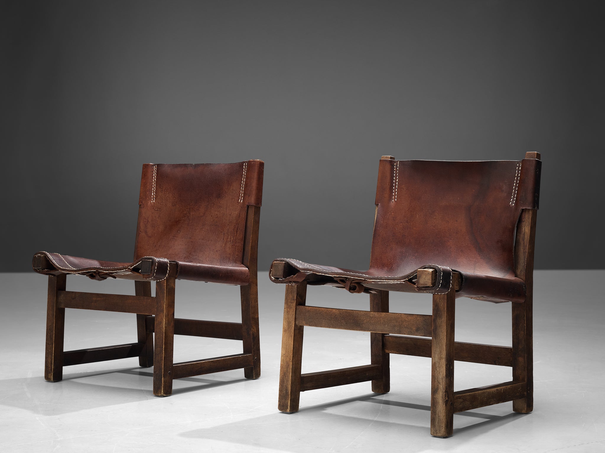 Paco Muñoz 'Riaza' Hunting Children's Chairs in Patinated Leather more furniture and collectibles Morentz