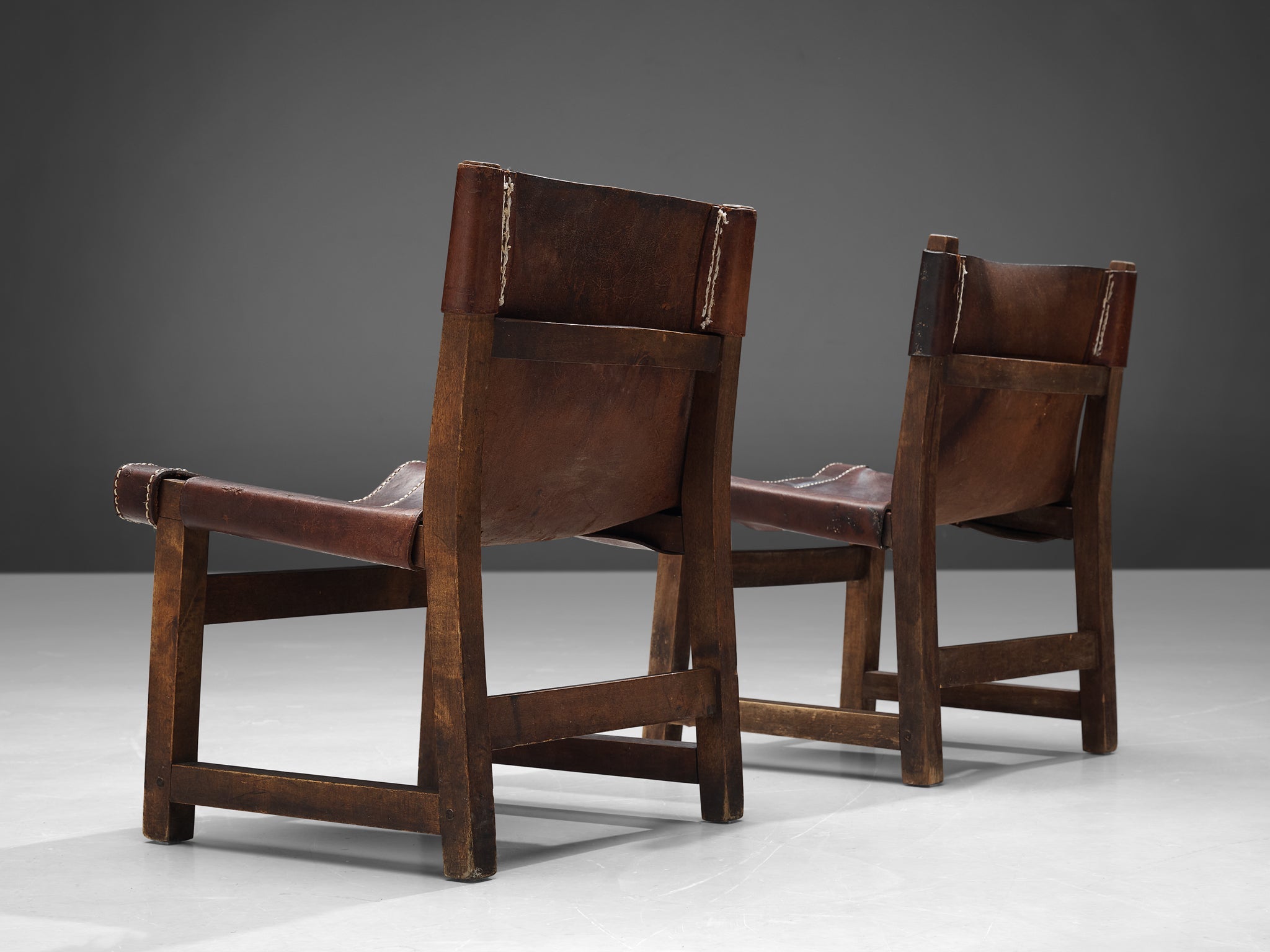 Paco Muñoz 'Riaza' Hunting Children's Chairs in Patinated Leather more furniture and collectibles Morentz