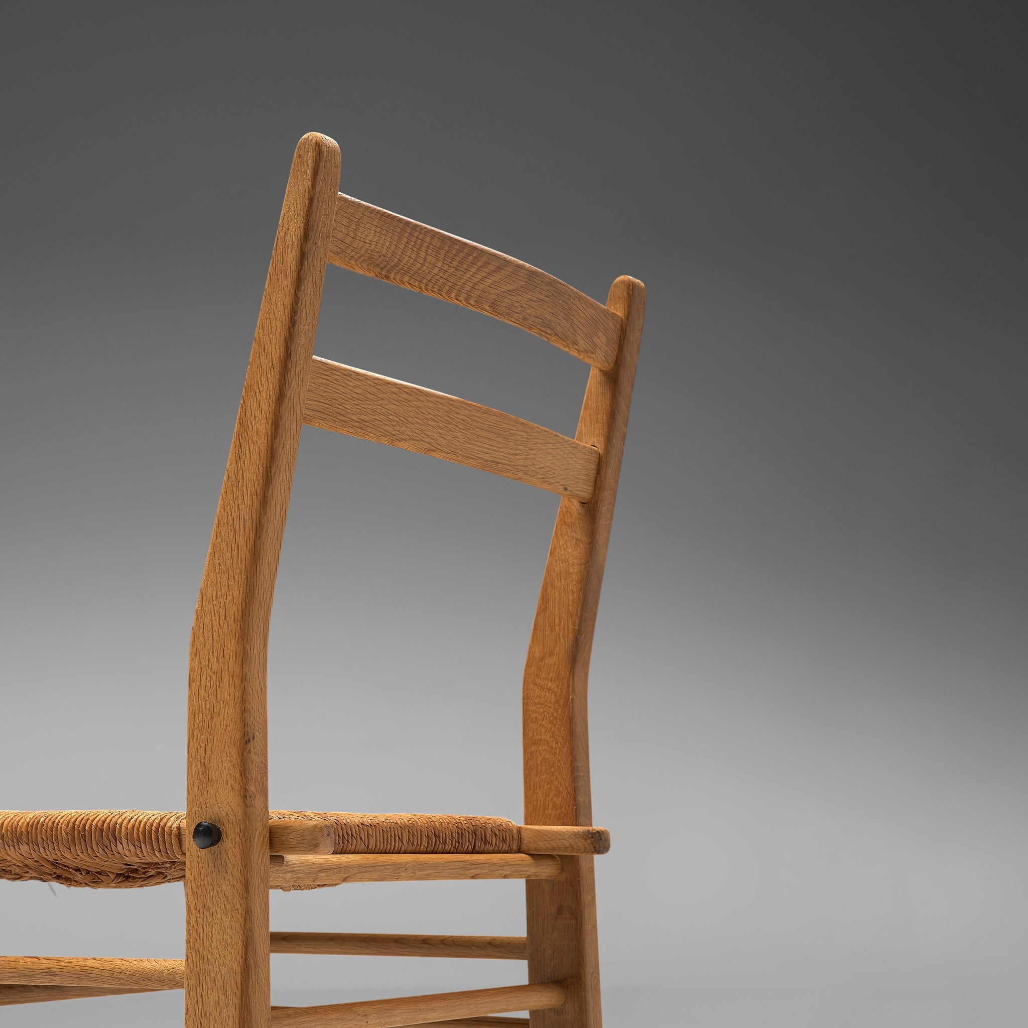 Guillerme & Chambron Set of Four Dining Chairs in Oak with Rush Seats seating Morentz