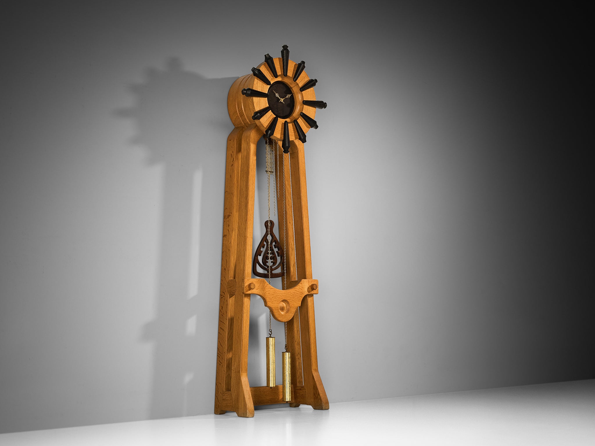 Guillerme & Chambron Longcase Clock in Oak with Brass Accents Decorative objects Morentz