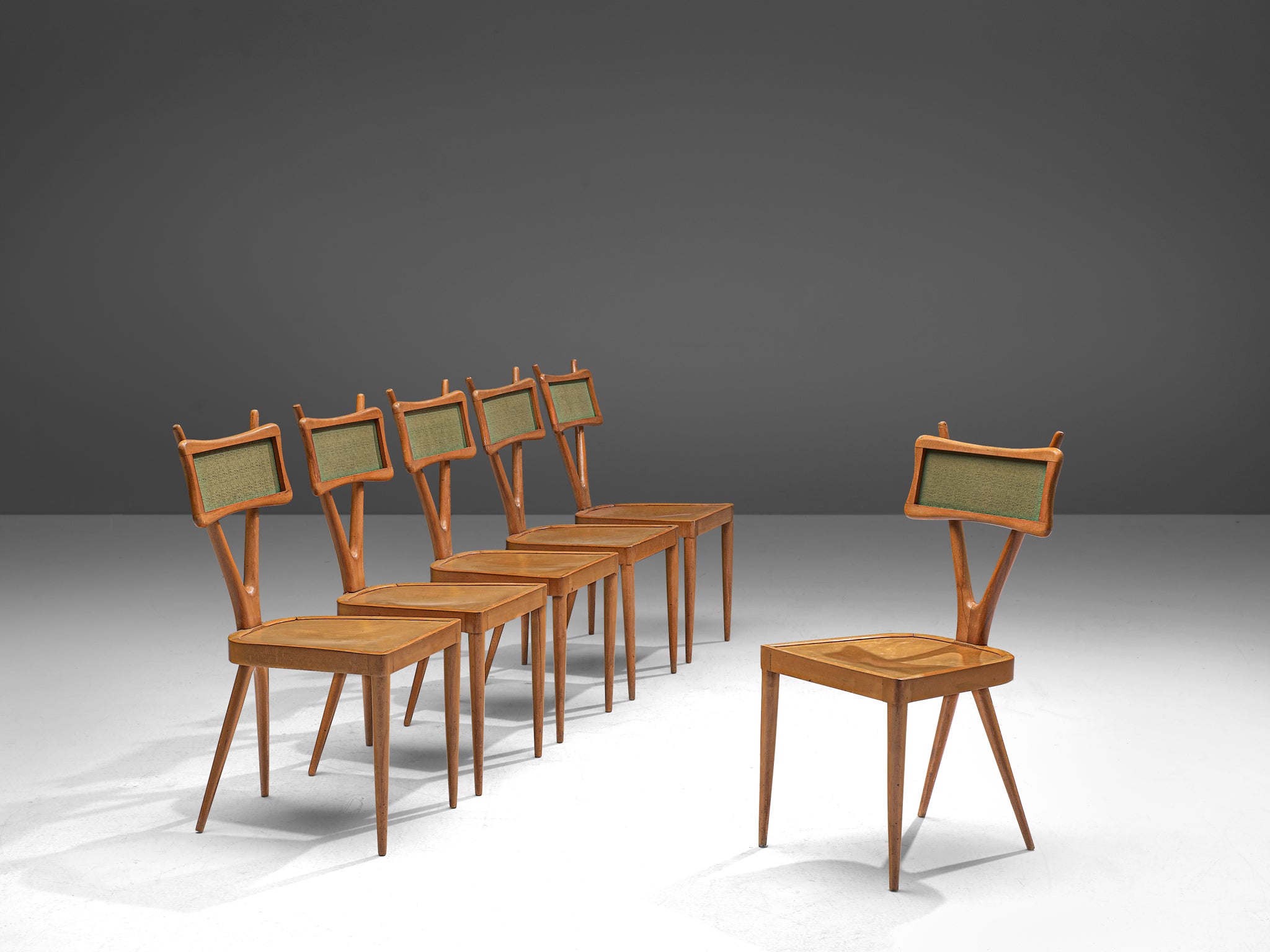 Gianni Vigorelli Set of Four Italian Dining Chairs with Crossed Backrests Seating Morentz