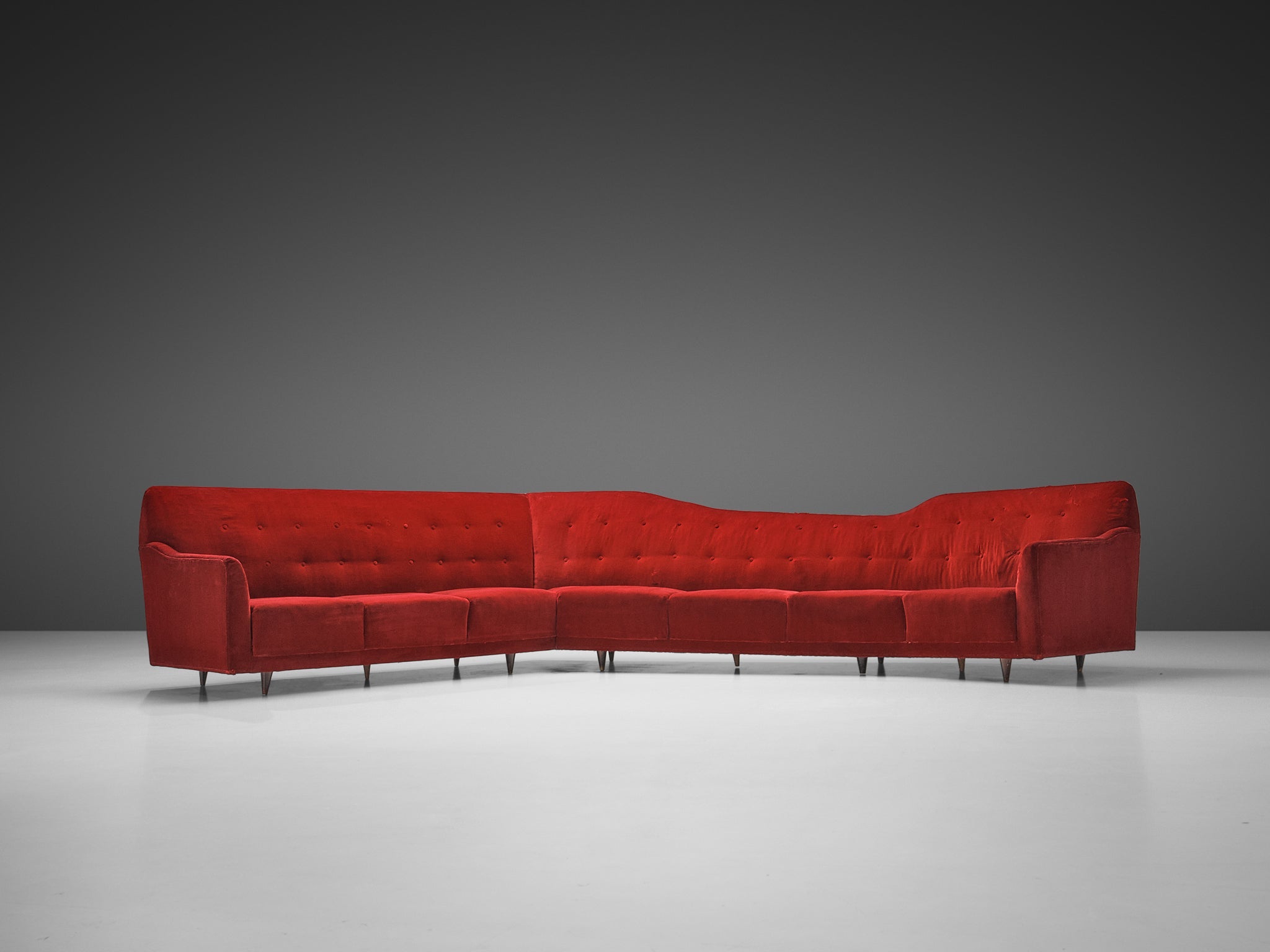 Italian Corner Sofa in Bright Red Velvet seating Morentz
