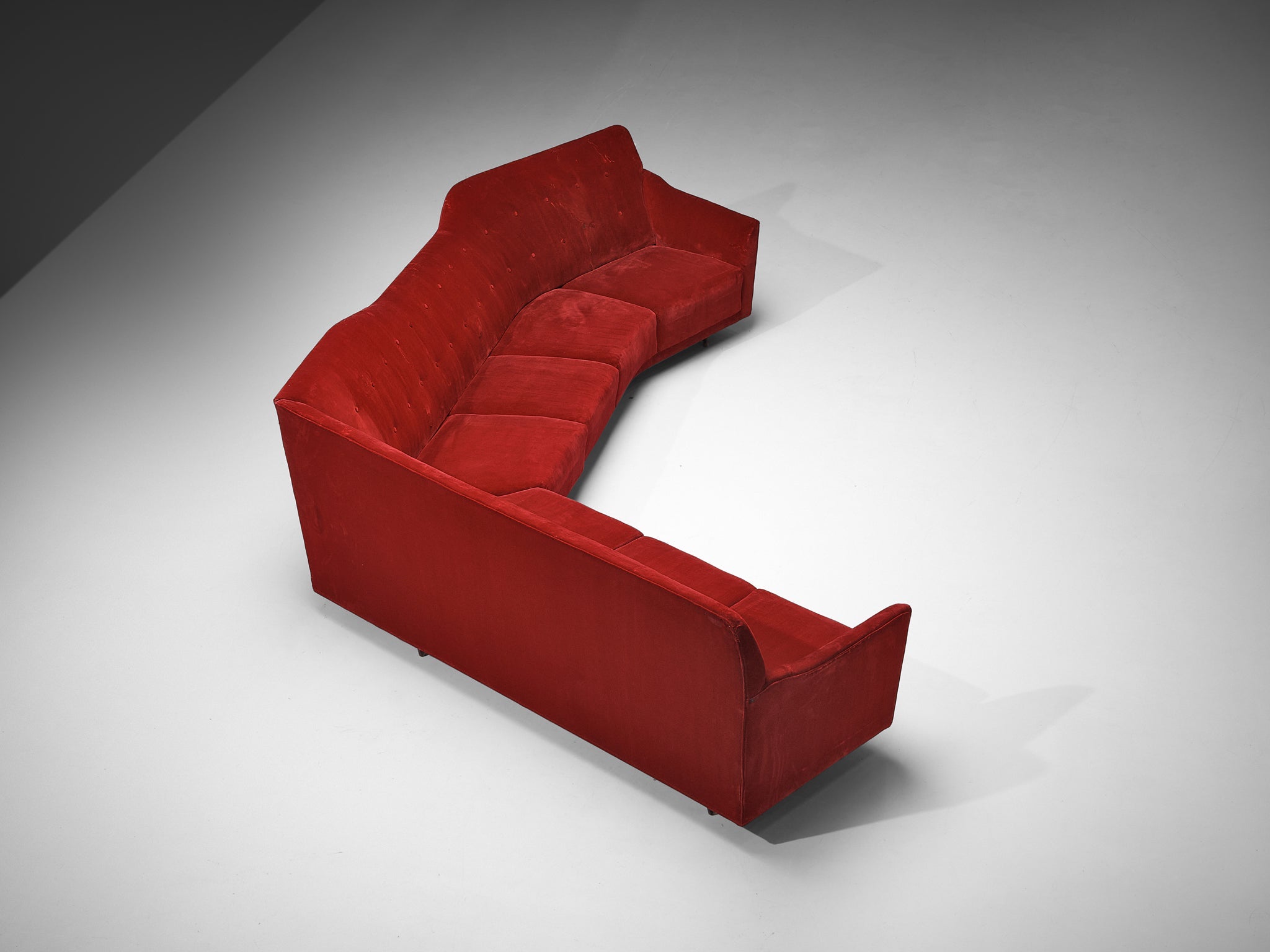 Italian Corner Sofa in Bright Red Velvet seating Morentz