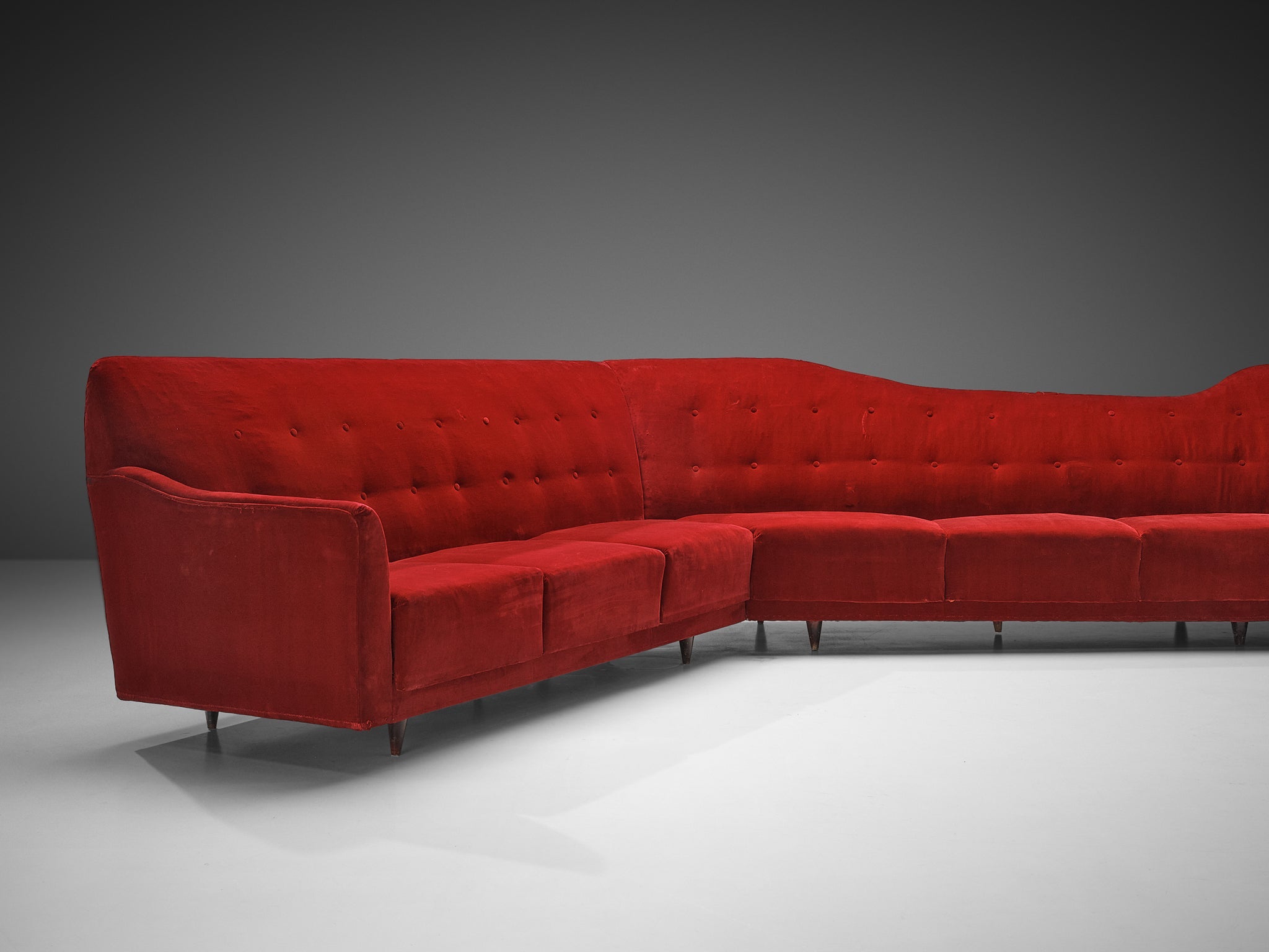 Italian Corner Sofa in Bright Red Velvet seating Morentz