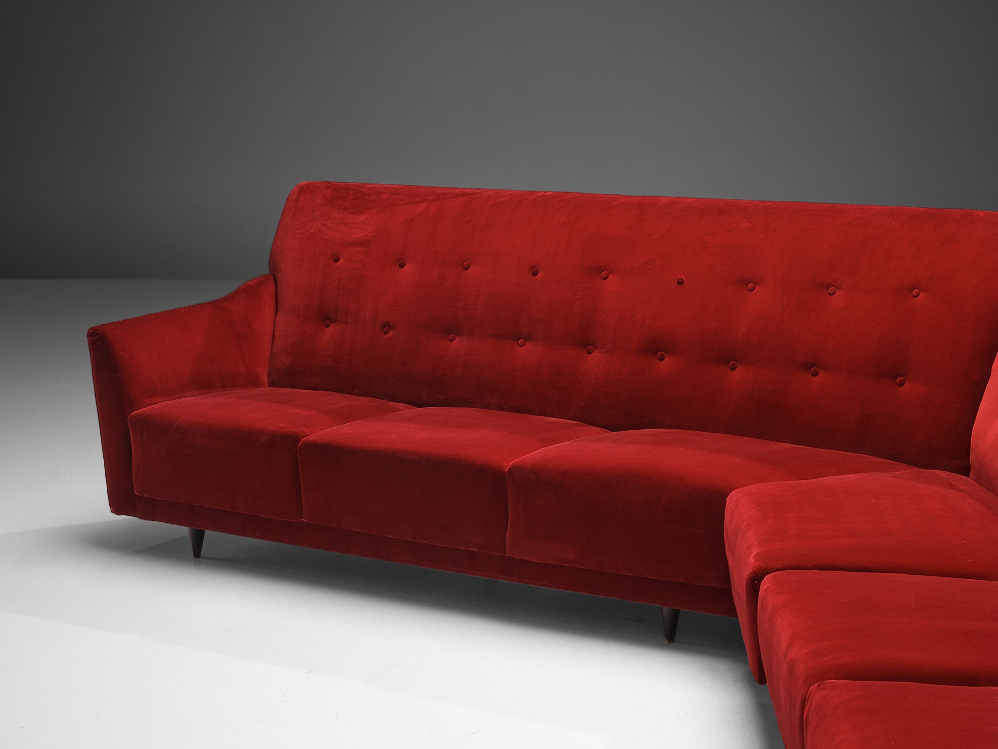 Italian Corner Sofa in Bright Red Velvet seating Morentz