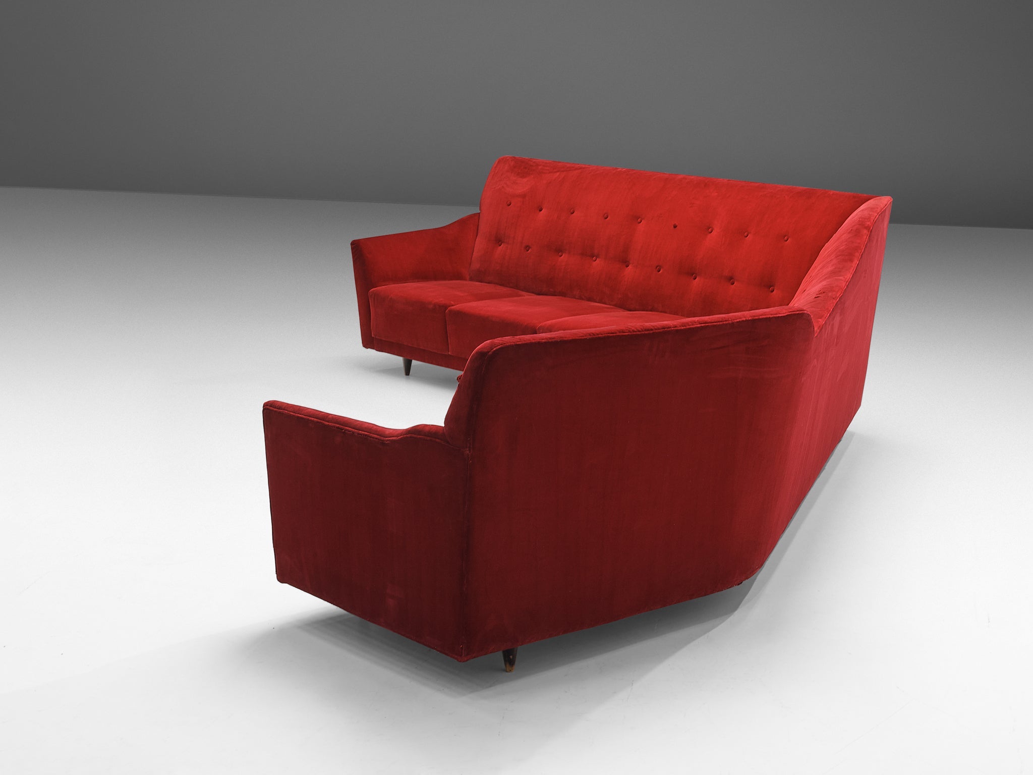 Italian Corner Sofa in Bright Red Velvet seating Morentz