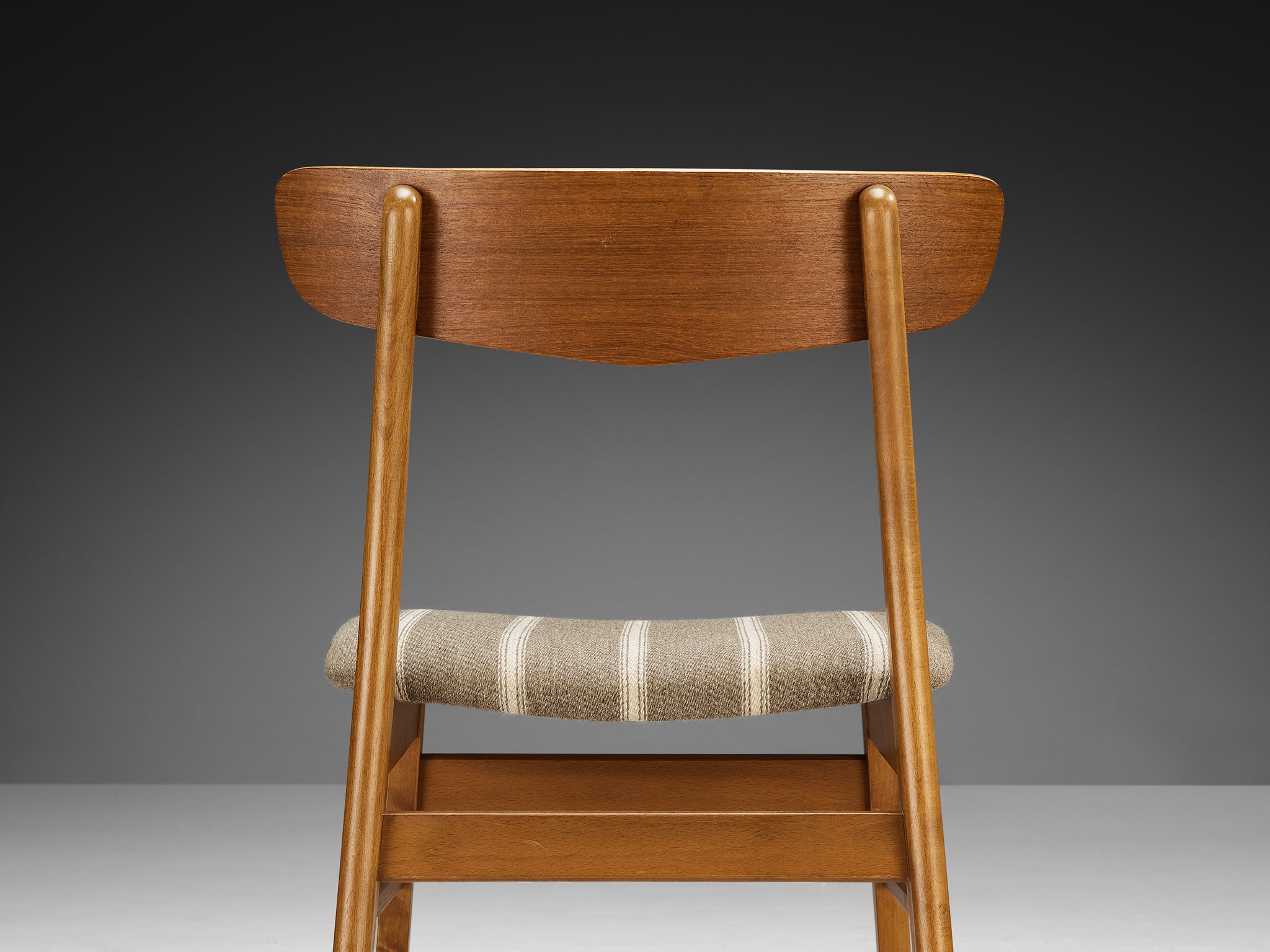 Set of Four Danish Dining Chairs in Wood and Striped Upholstery Seating Morentz