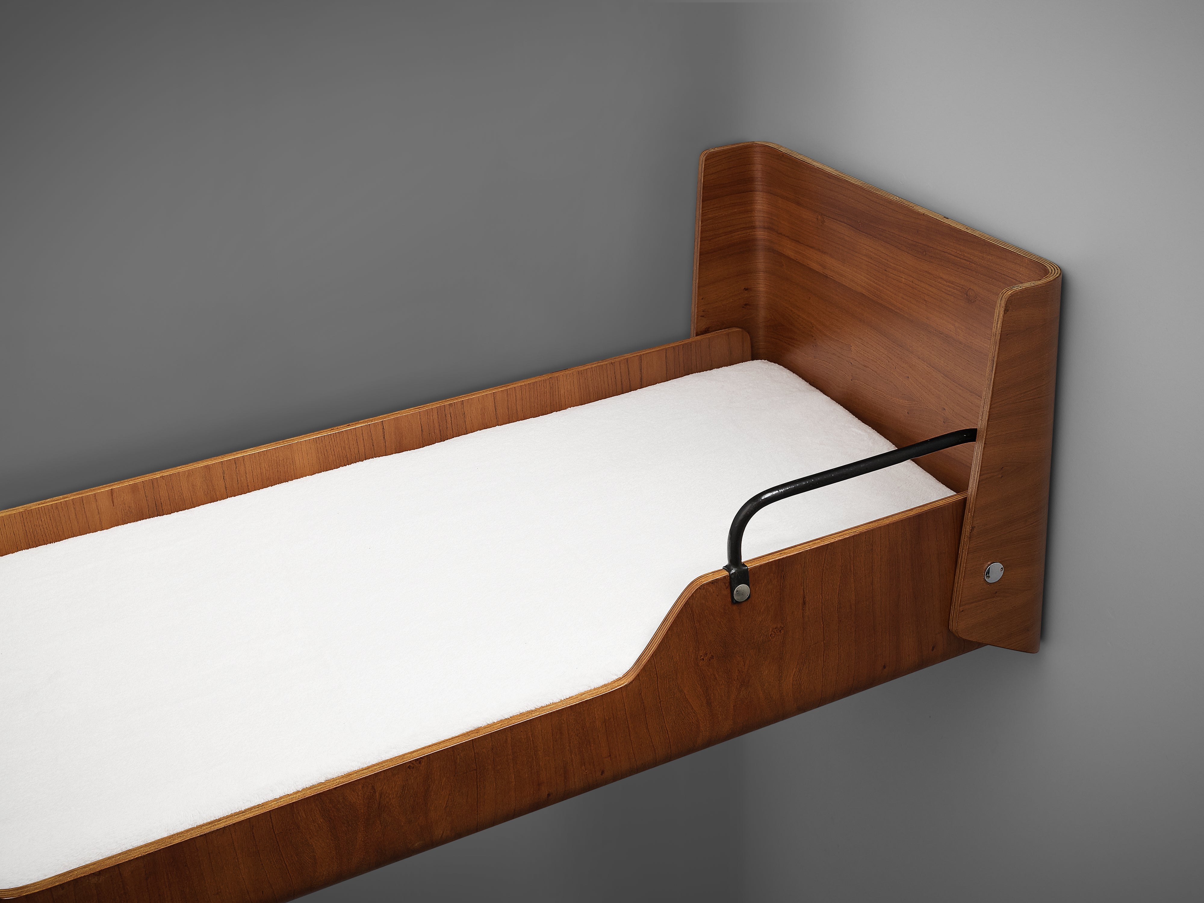 Jules Wabbes Rare Single Bed in Elm with Metal Details more furniture and collectibles Morentz