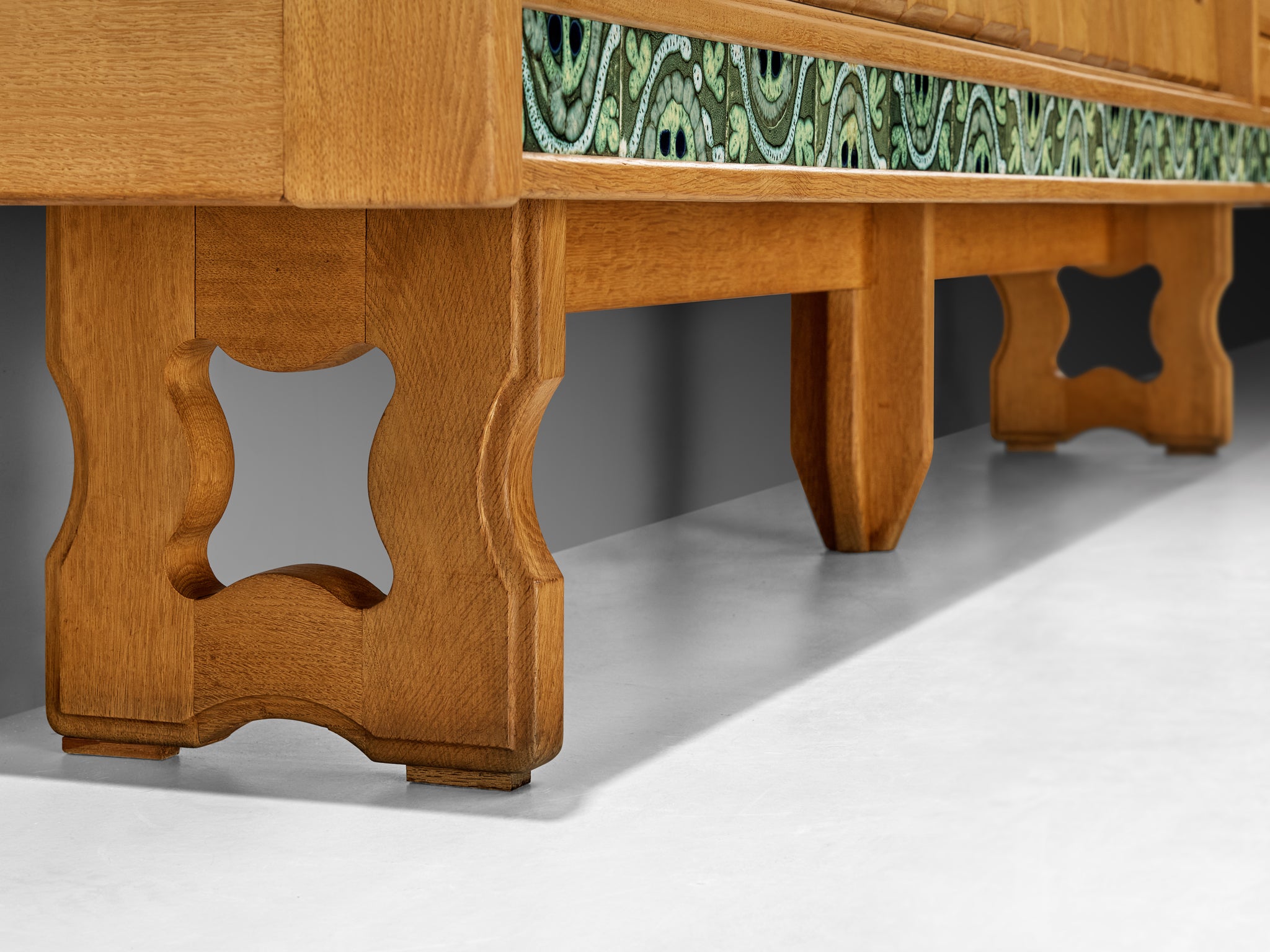 Guillerme & Chambron 'Simon' Sideboard in Oak with Ceramic Tiles Case pieces and storage cabinets Morentz