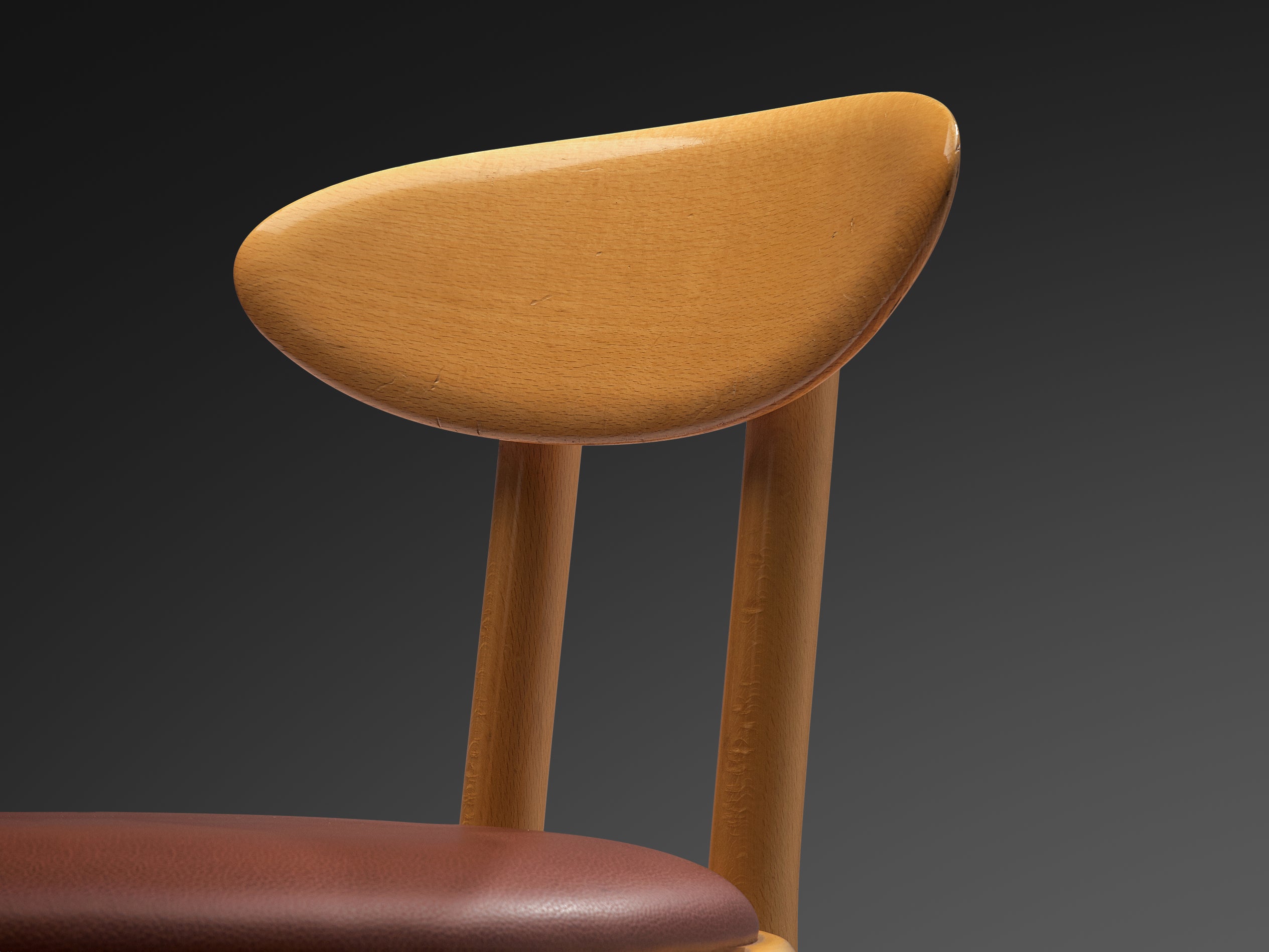 Pozzi Italian Pair of Dining Chairs in Wood and Brown Upholstery Seating Morentz