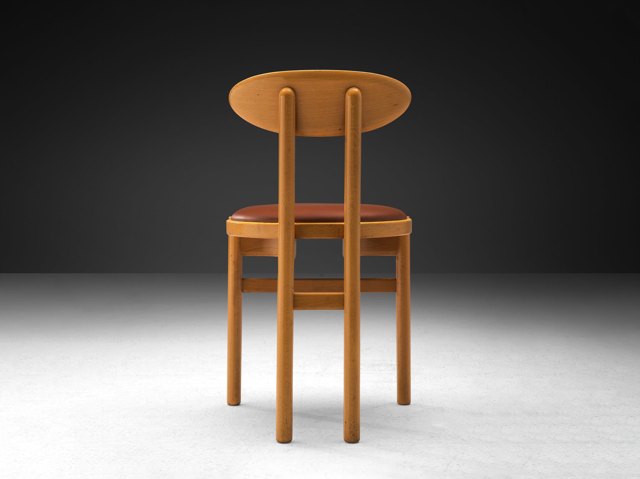 Pozzi Italian Pair of Dining Chairs in Wood and Brown Upholstery Seating Morentz