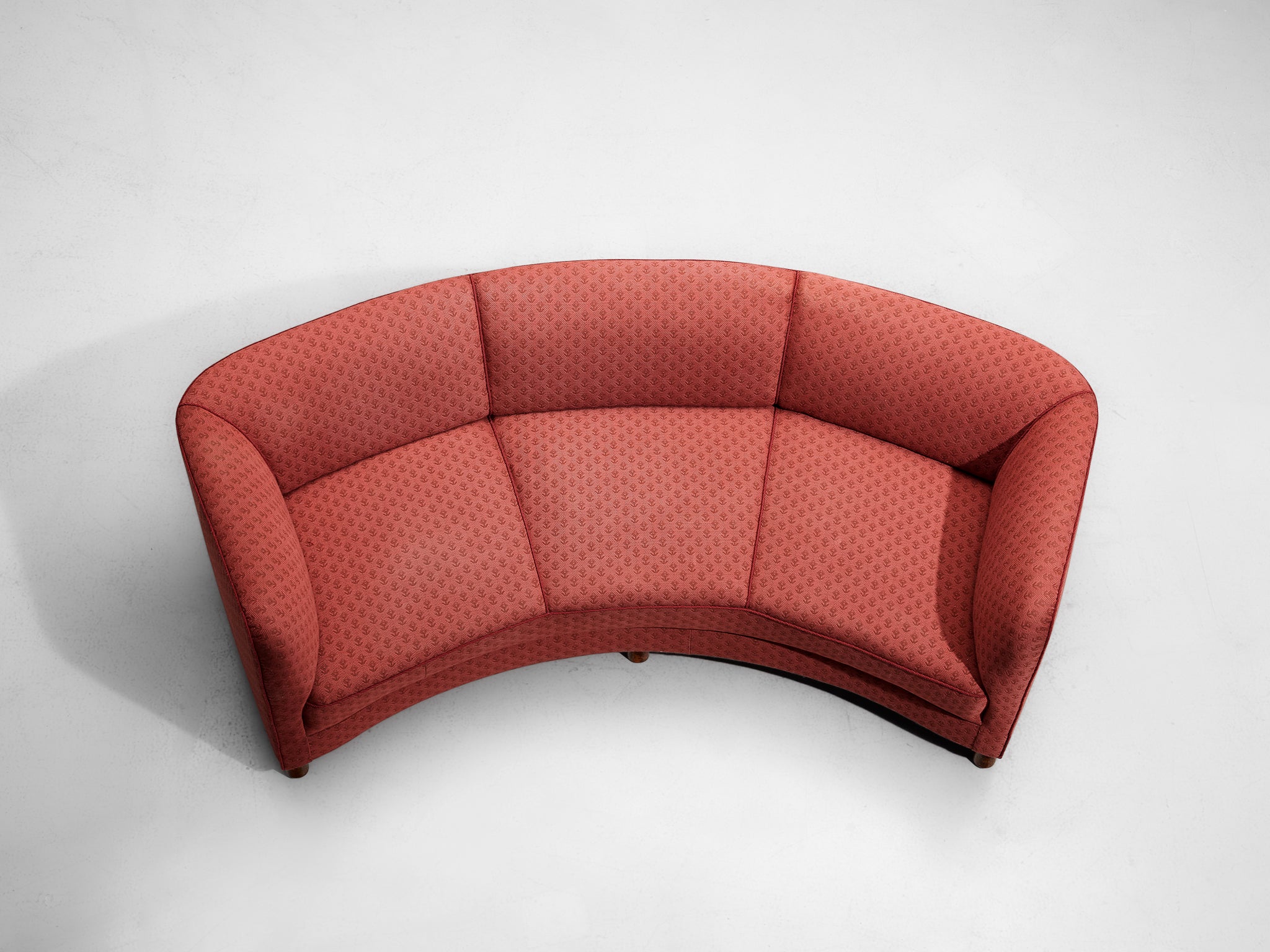 Danish Curved Sofa in Floral Red Upholstery Seating Morentz