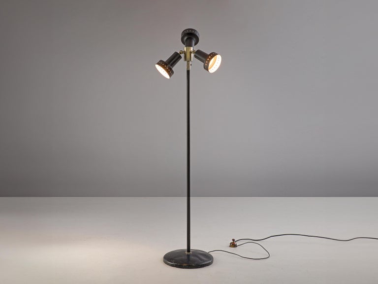 Italian Floor Lamp with Three Rotatable Shades in Black