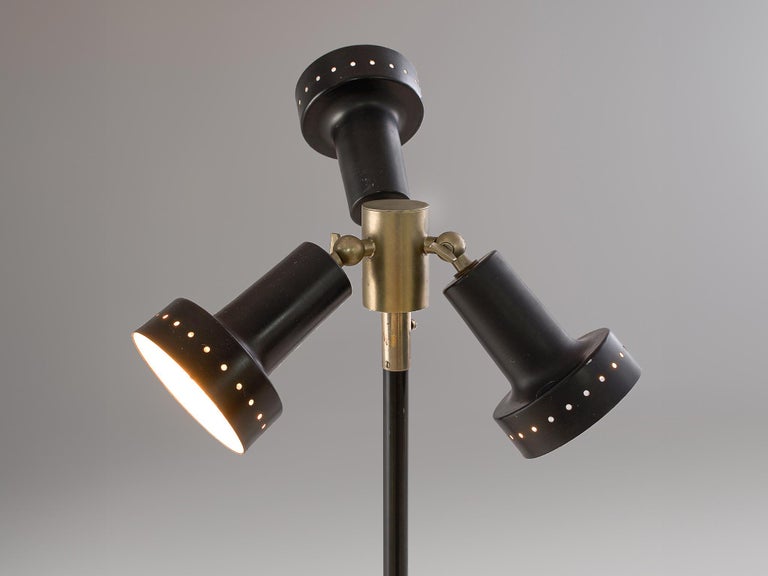 Italian Floor Lamp with Three Rotatable Shades in Black