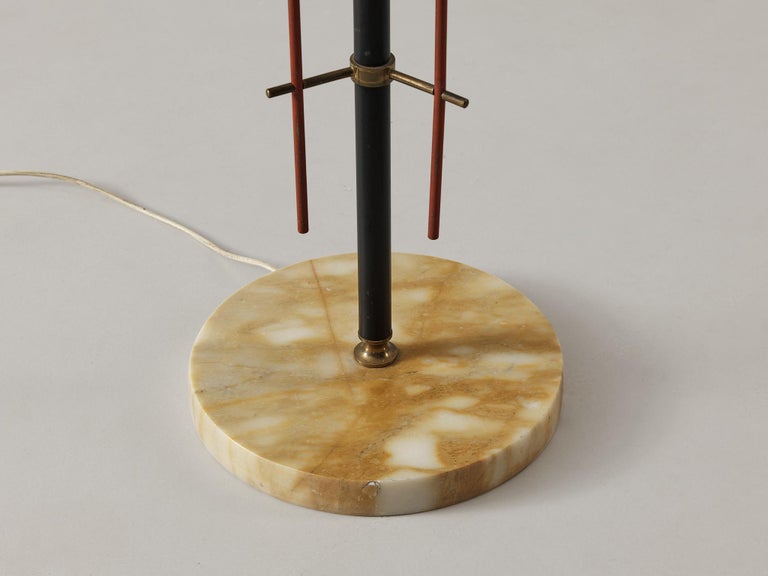 Italian Floor lamp with Red Detailing and Marble Base