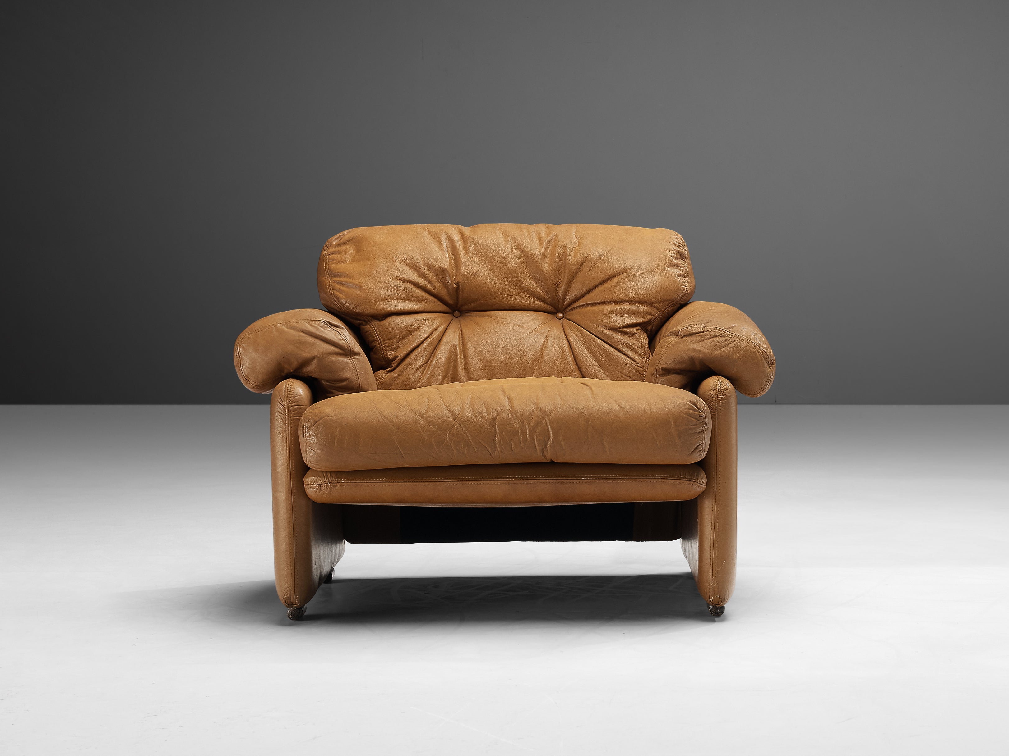 Afra & Tobia Scarpa for B&B Italia 'Coronado' Lounge Chair in Cognac Leather seating Morentz