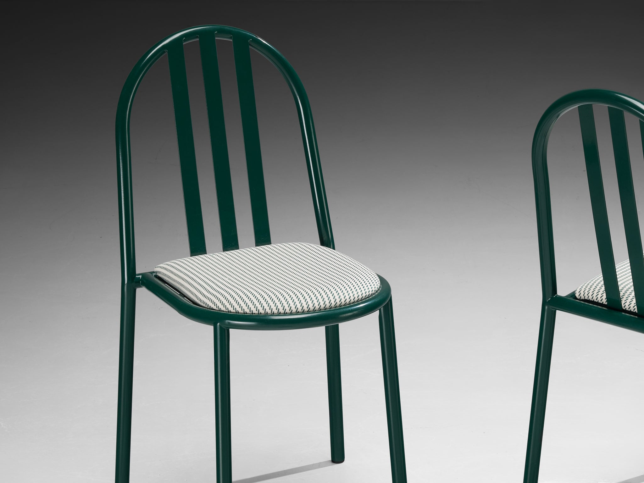 Pair of Forest Green Tubular Steel Chairs by Robert Mallet-Stevens Seating Morentz