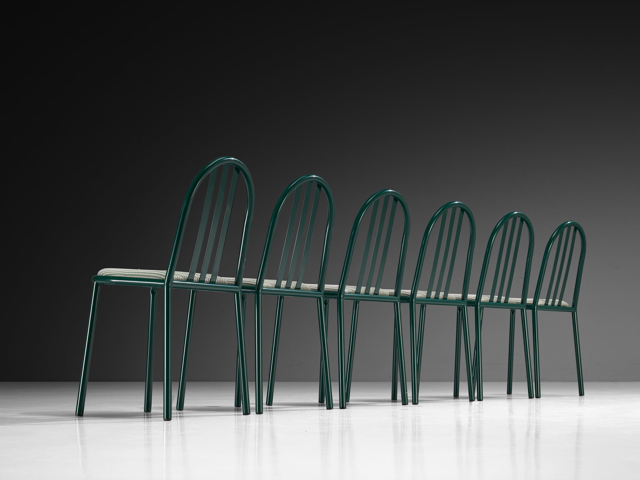Set of Forest Green Tubular Steel Chairs by Robert Mallet-Stevens Seating Morentz