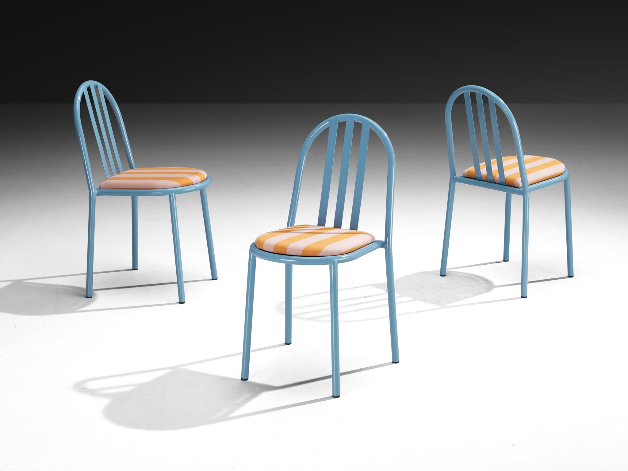 Set of Sky Blue Tubular Steel Chairs by Robert Mallet-Stevens Seating Morentz