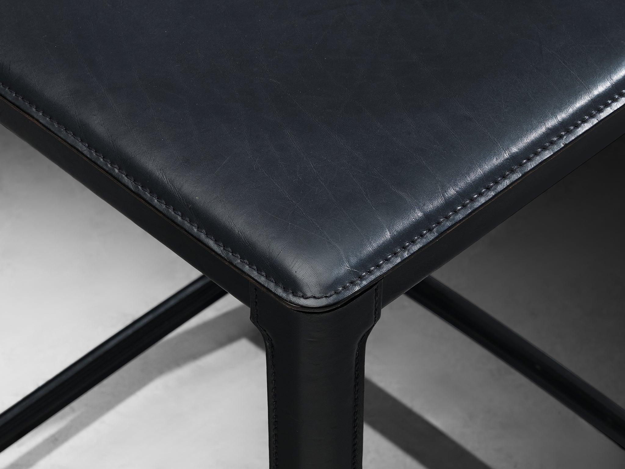 Matteo Grassi Bar Stools in Grey Leather Seating Morentz