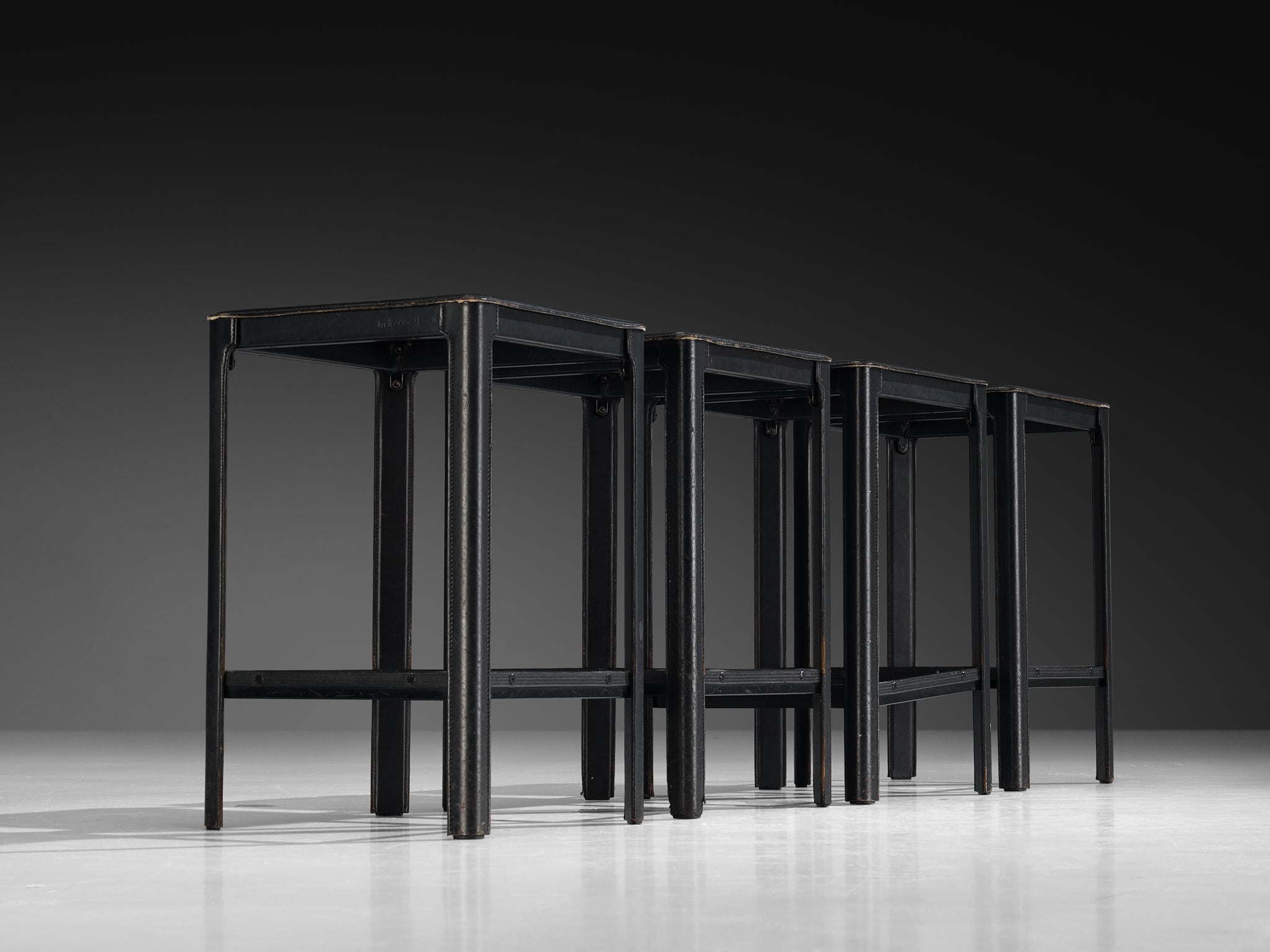 Matteo Grassi Bar Stools in Dark Grey Leather Seating Morentz