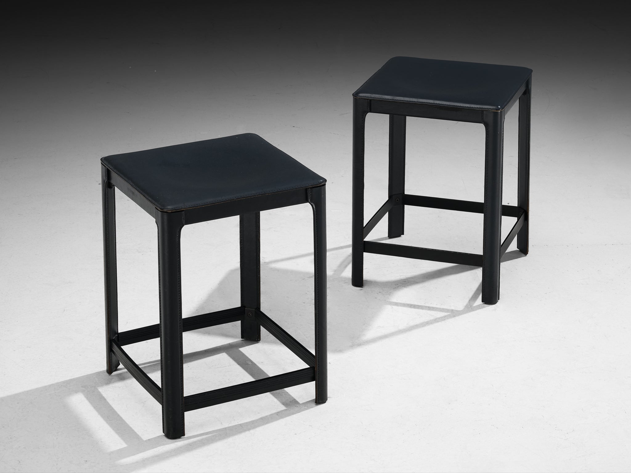 Matteo Grassi Bar Stools in Grey Leather Seating Morentz