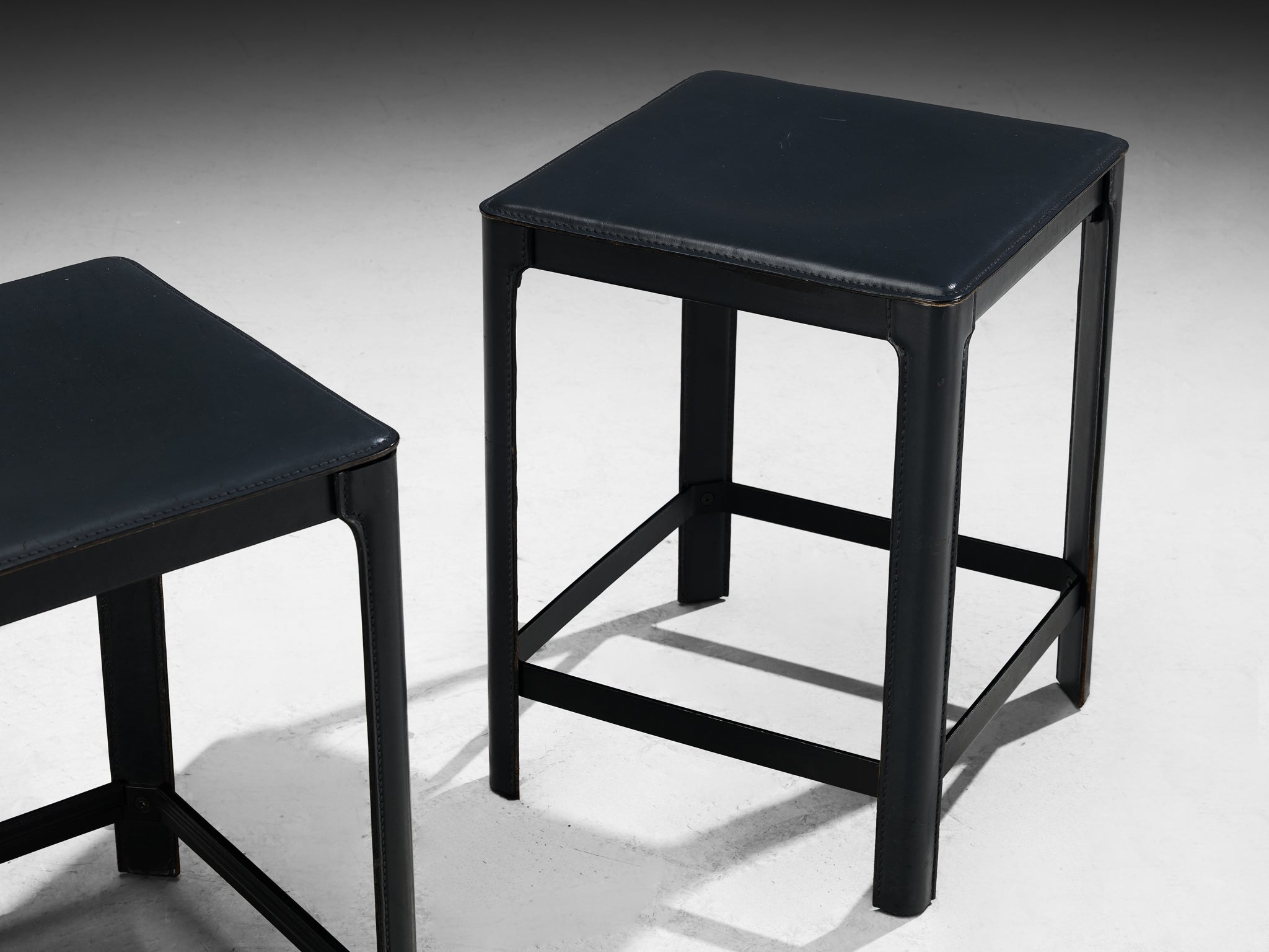 Matteo Grassi Bar Stools in Grey Leather Seating Morentz