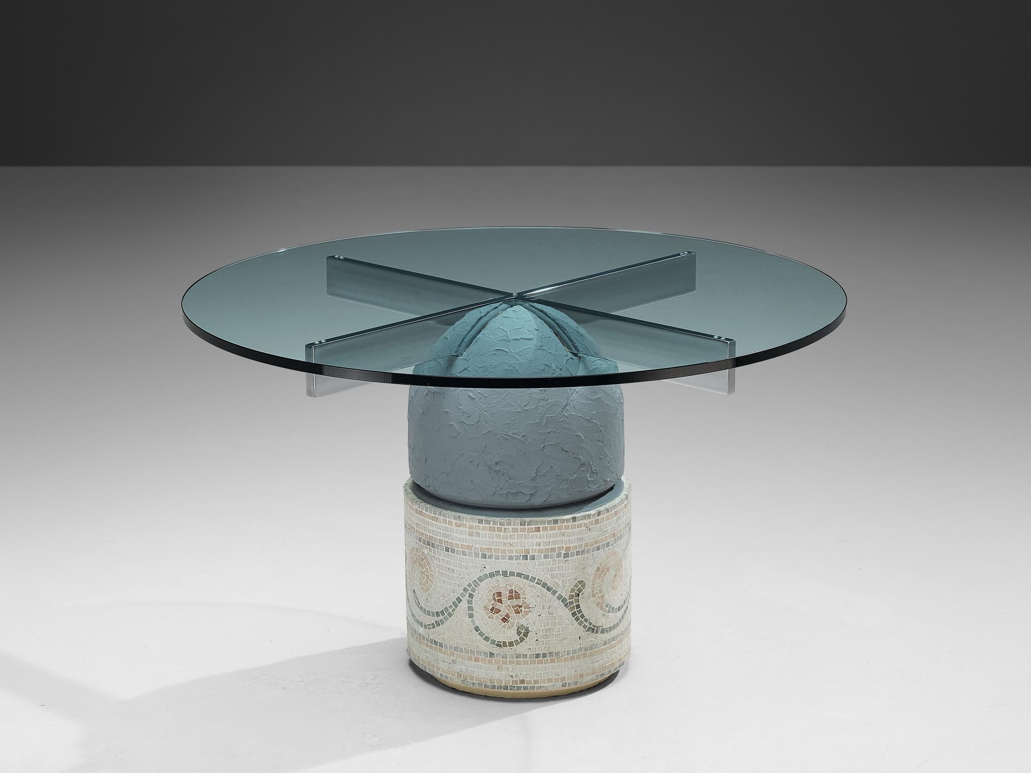 Giovanni Offredi for Saporiti 'Paracarro' Dining Table in Glass and Mosaic tables Morentz