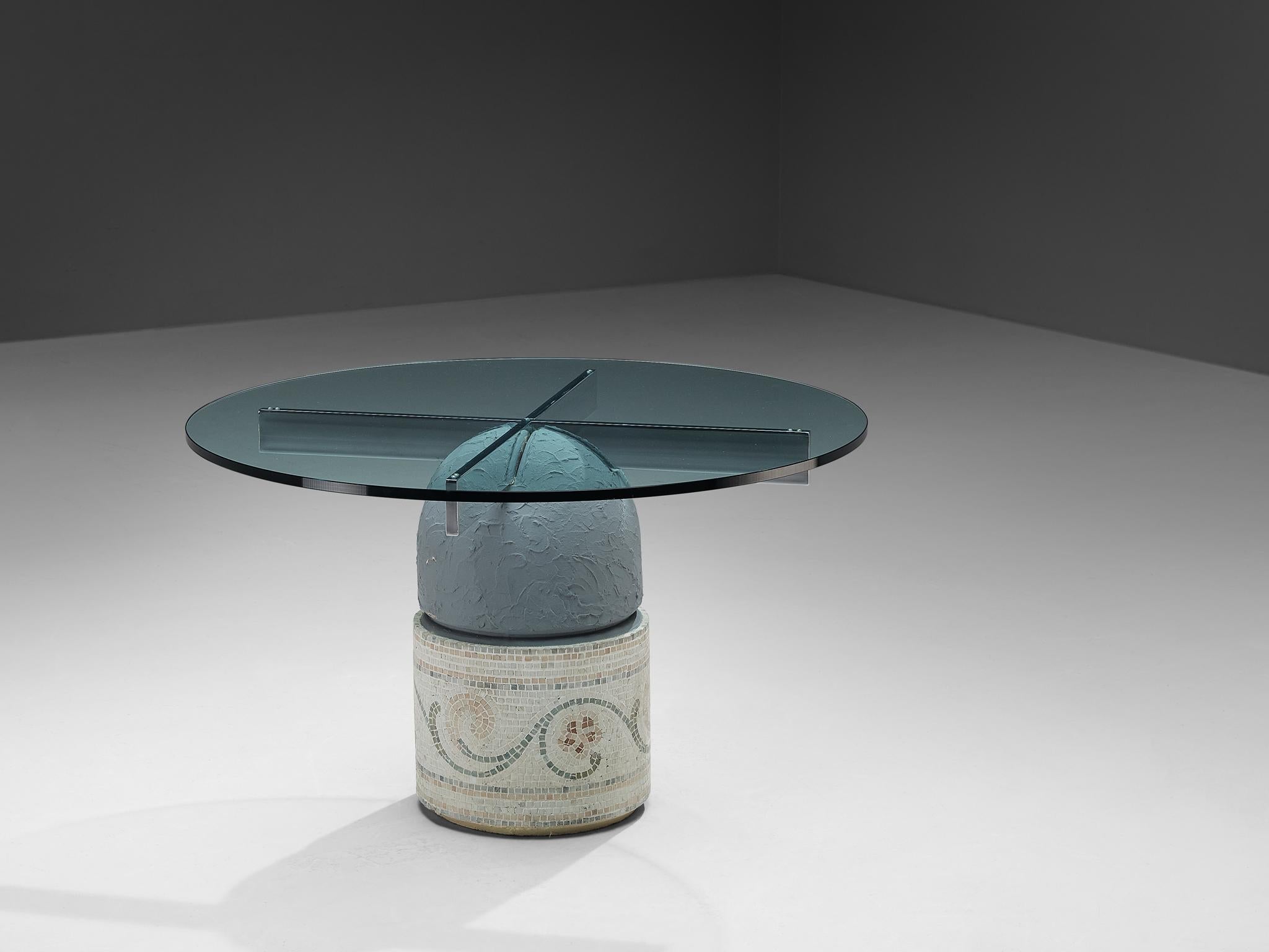 Giovanni Offredi for Saporiti 'Paracarro' Dining Table in Glass and Mosaic