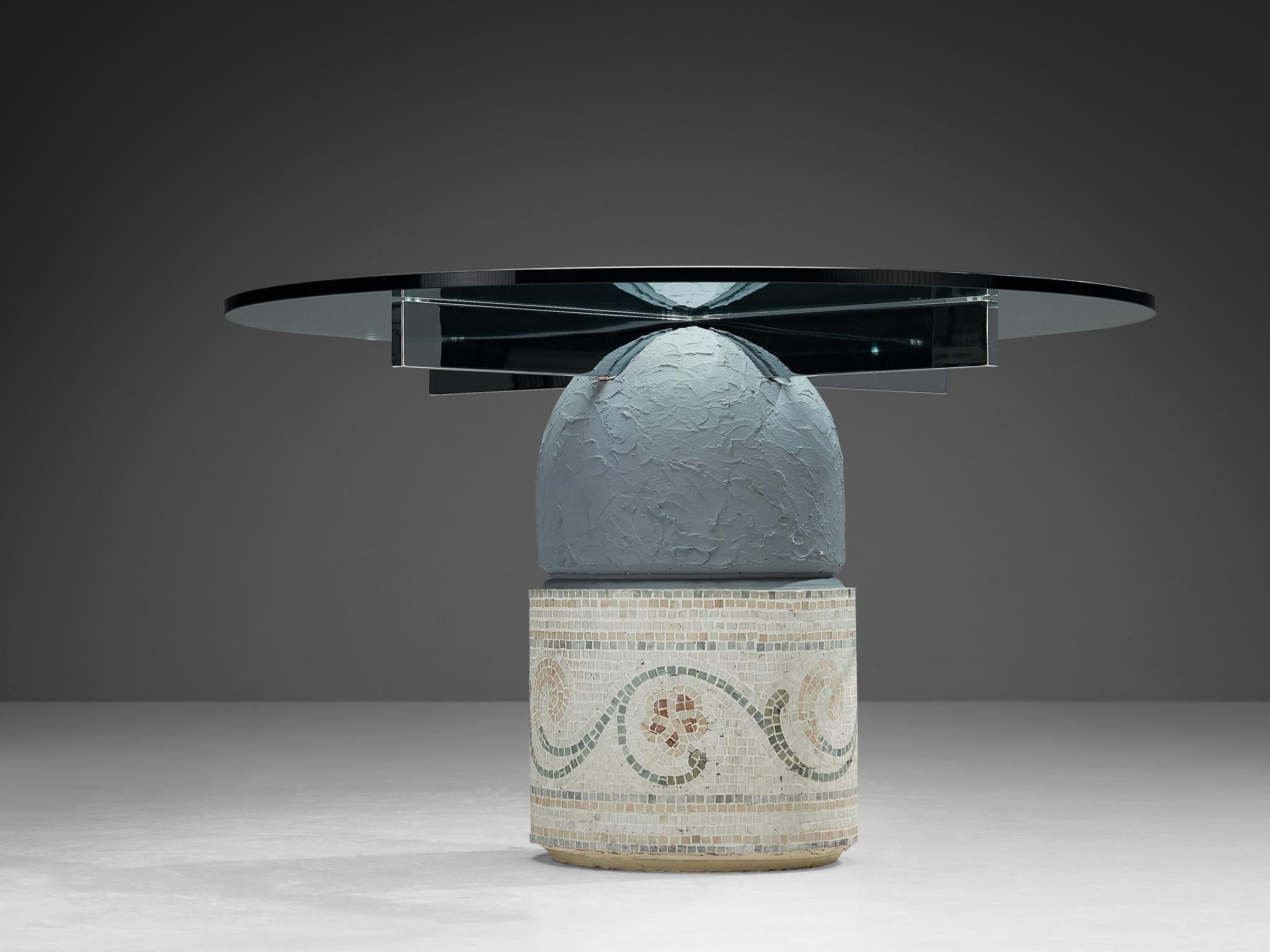 Giovanni Offredi for Saporiti 'Paracarro' Dining Table in Glass and Mosaic tables Morentz