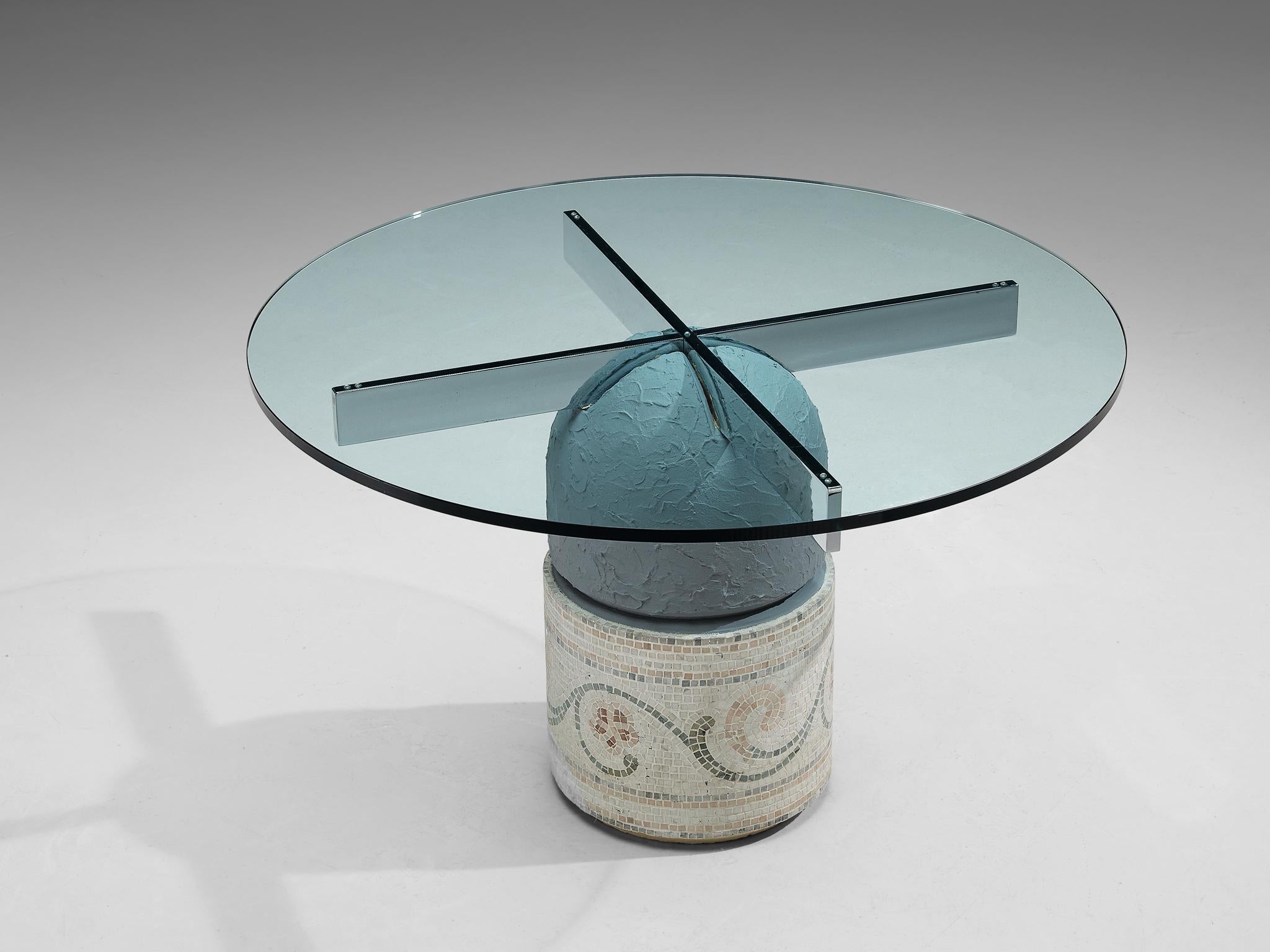 Giovanni Offredi for Saporiti 'Paracarro' Dining Table in Glass and Mosaic