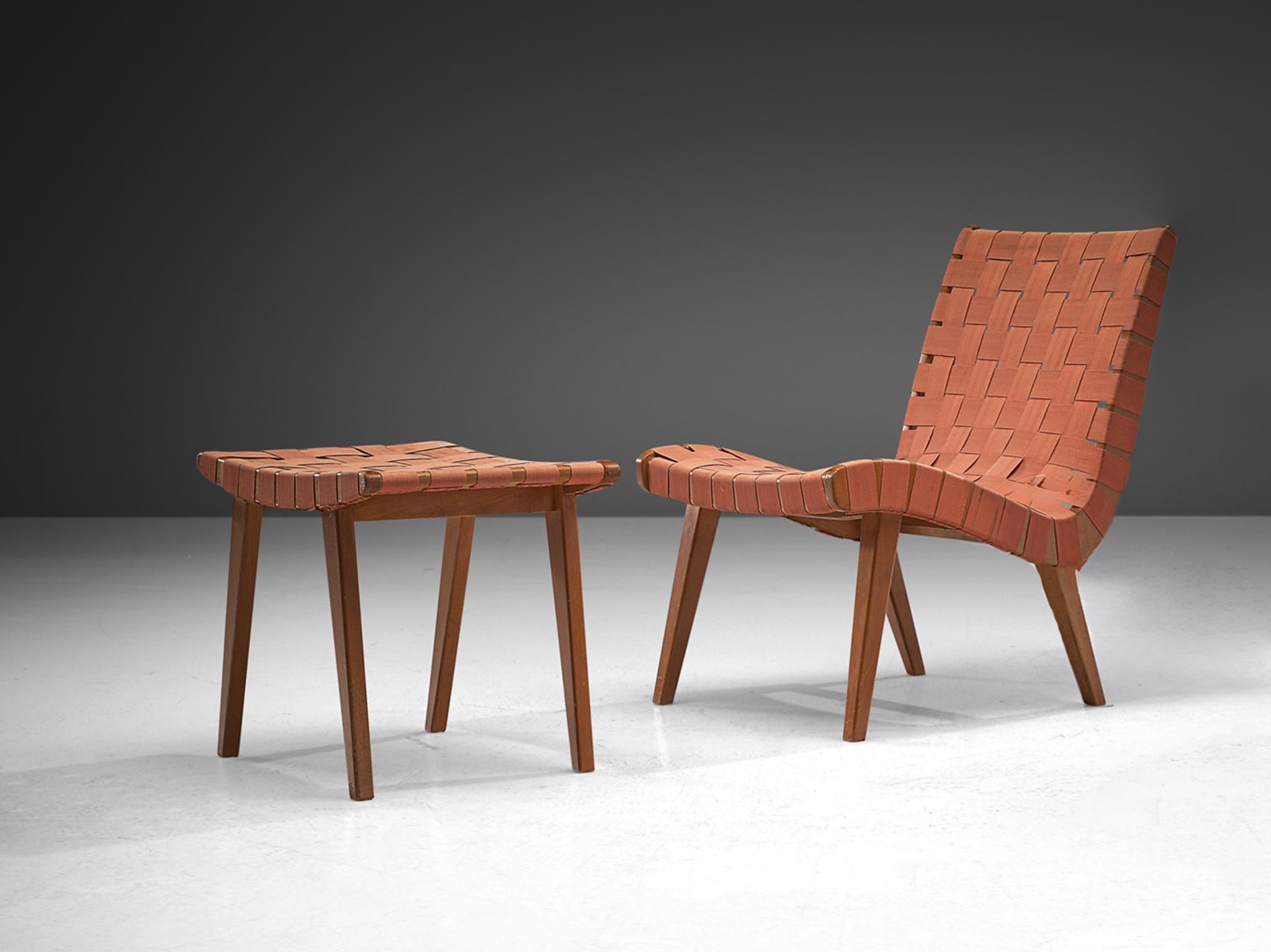 Jens Risom 'Vostra' Lounge Chair with Ottoman in Canvas Webbing seating Morentz