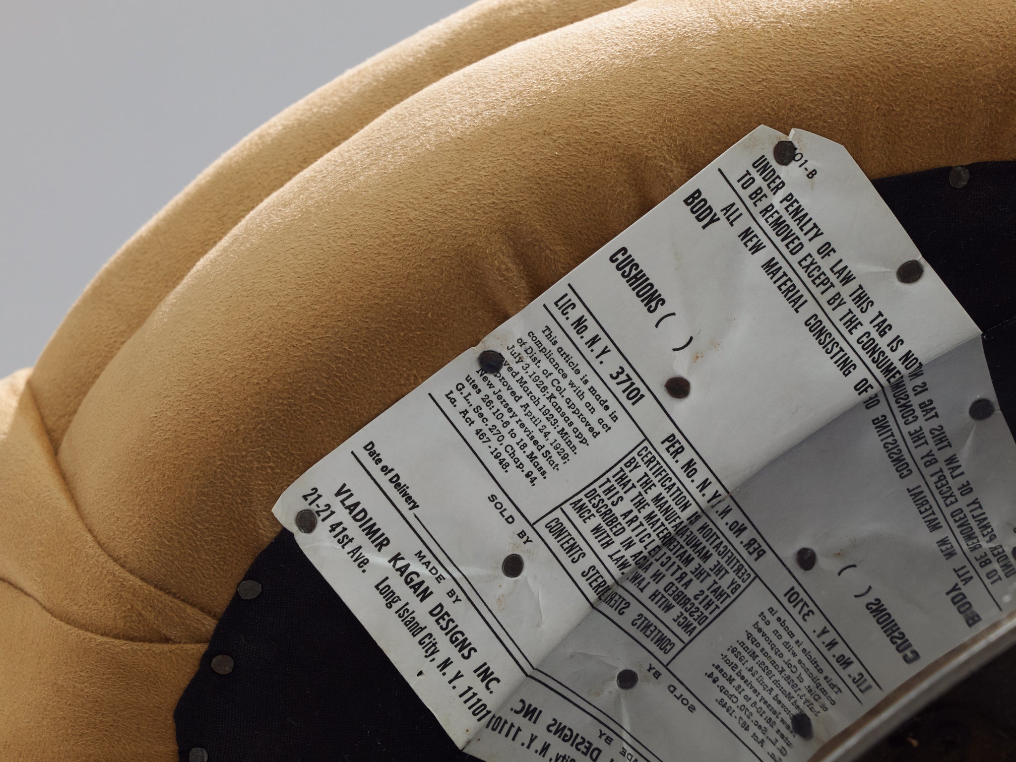 Vladimir Kagan 'Ellipse' Lounge Chair in Beige Upholstery seating Morentz