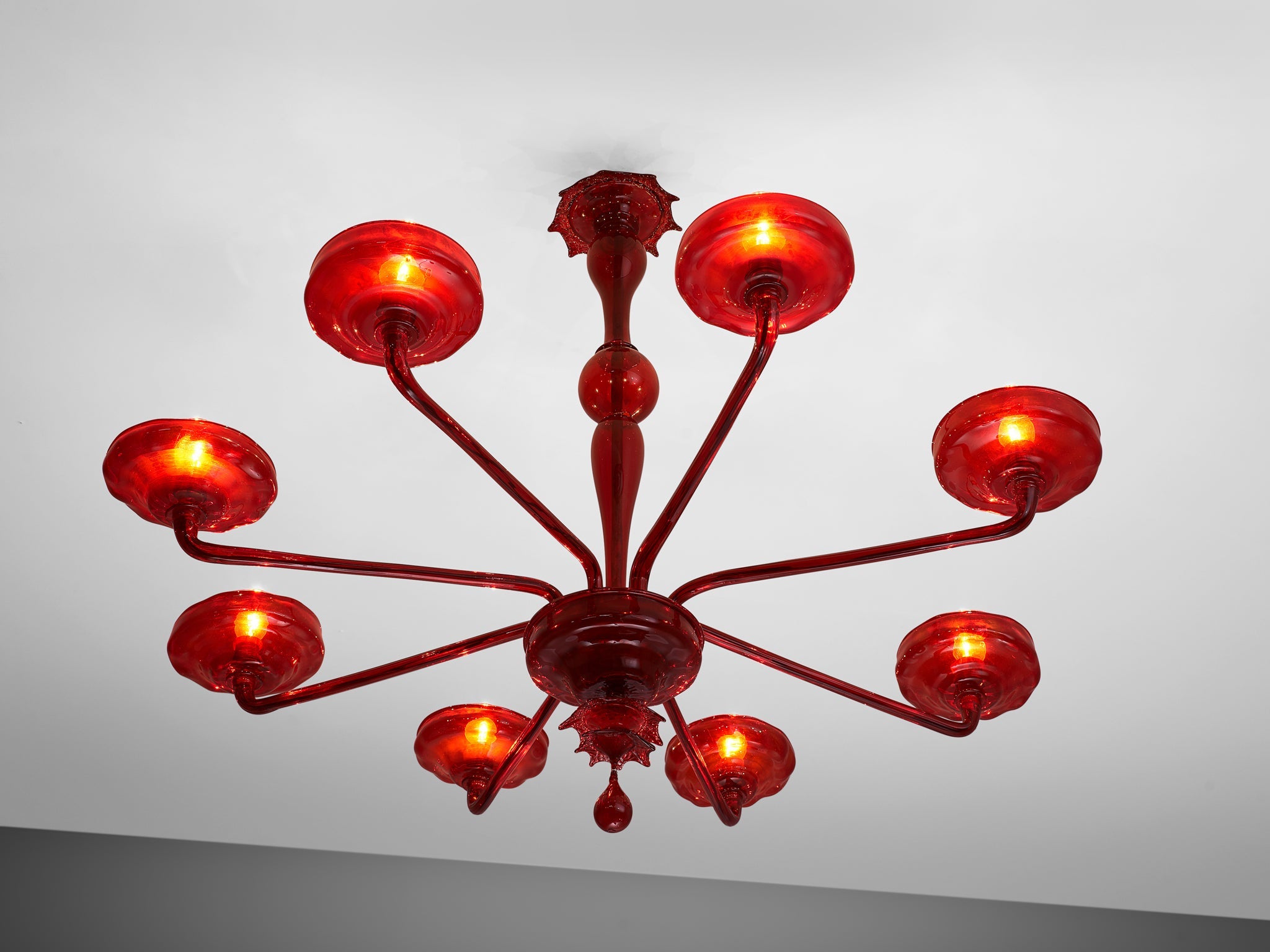 Large Hand Blown Chandelier in Red Murano Glass lighting Morentz