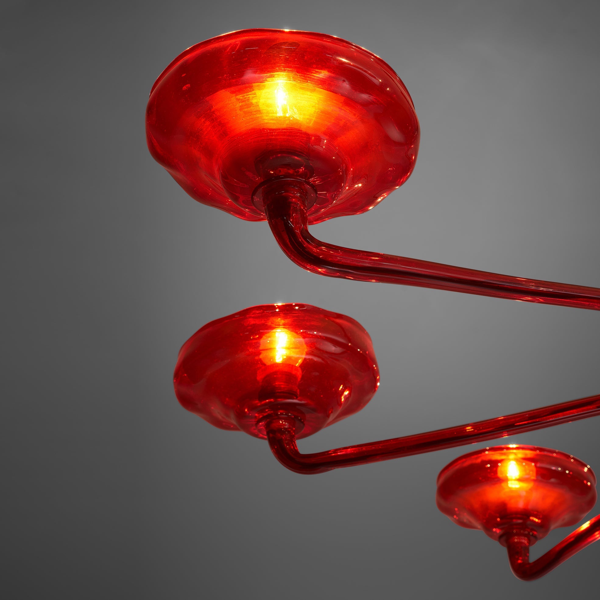 Large Hand Blown Chandelier in Red Murano Glass lighting Morentz