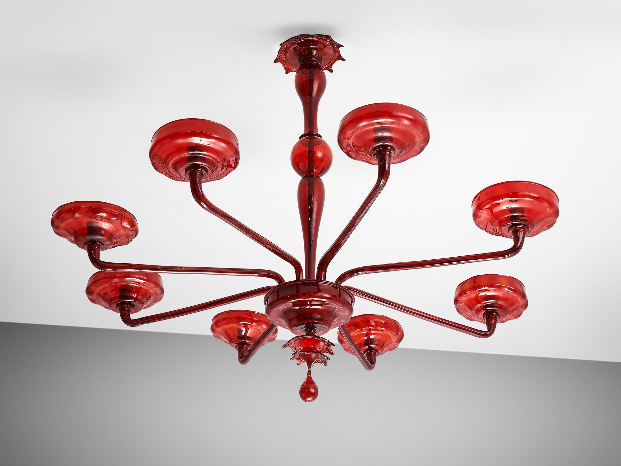 Large Hand Blown Chandelier in Red Murano Glass lighting Morentz