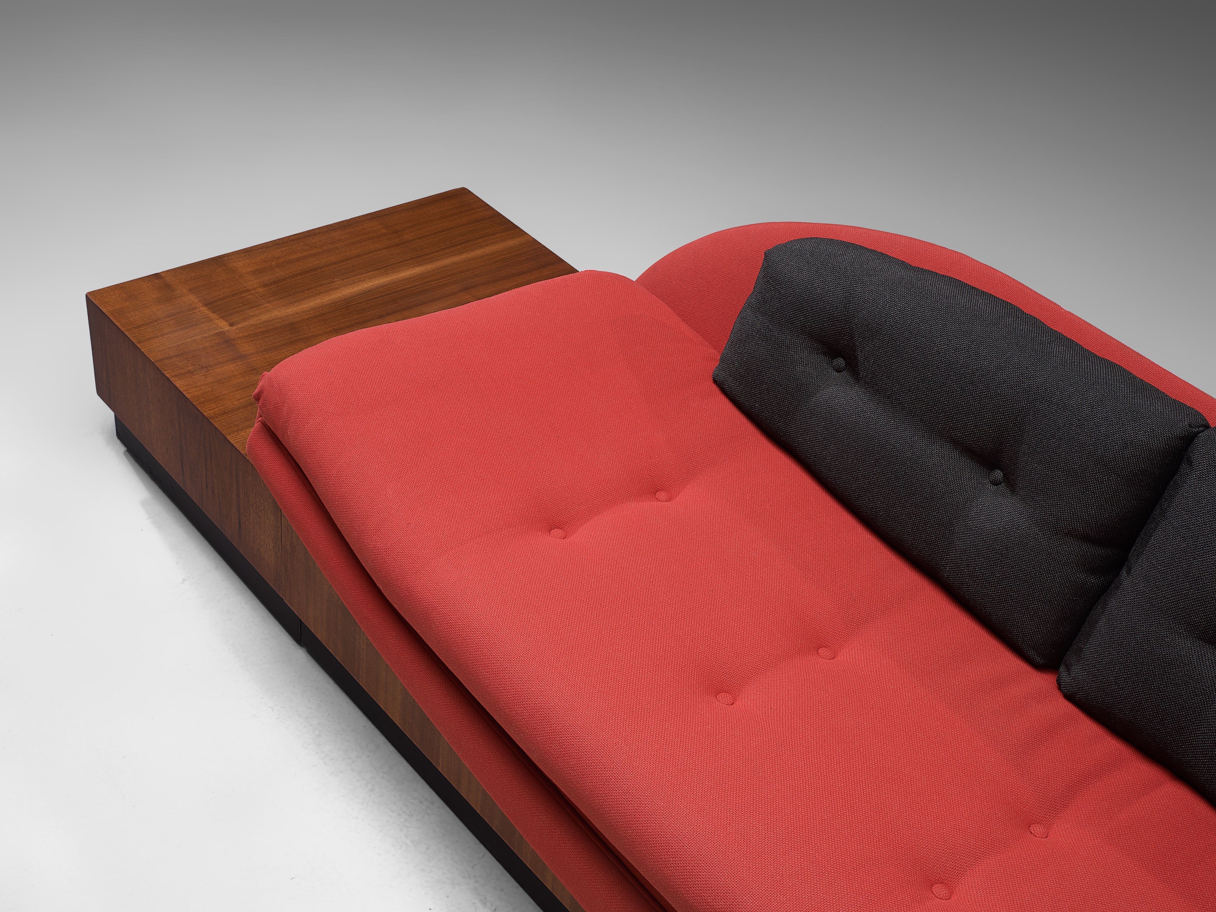 Adrian Pearsall 'Platform Gondola' Sofa in Walnut and Red Upholstery seating Morentz