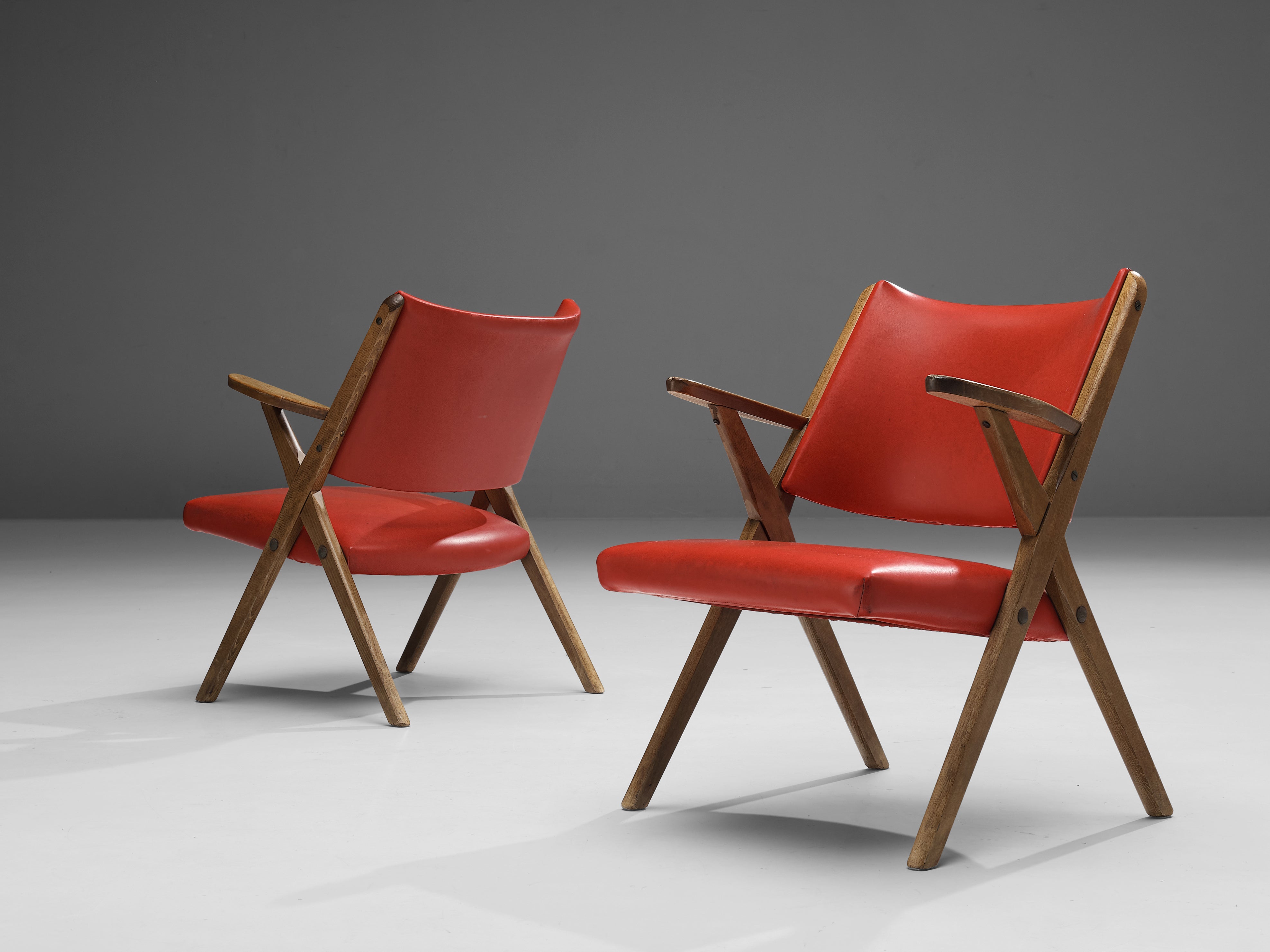 Italian Easy Chairs in Bright Red seating Morentz