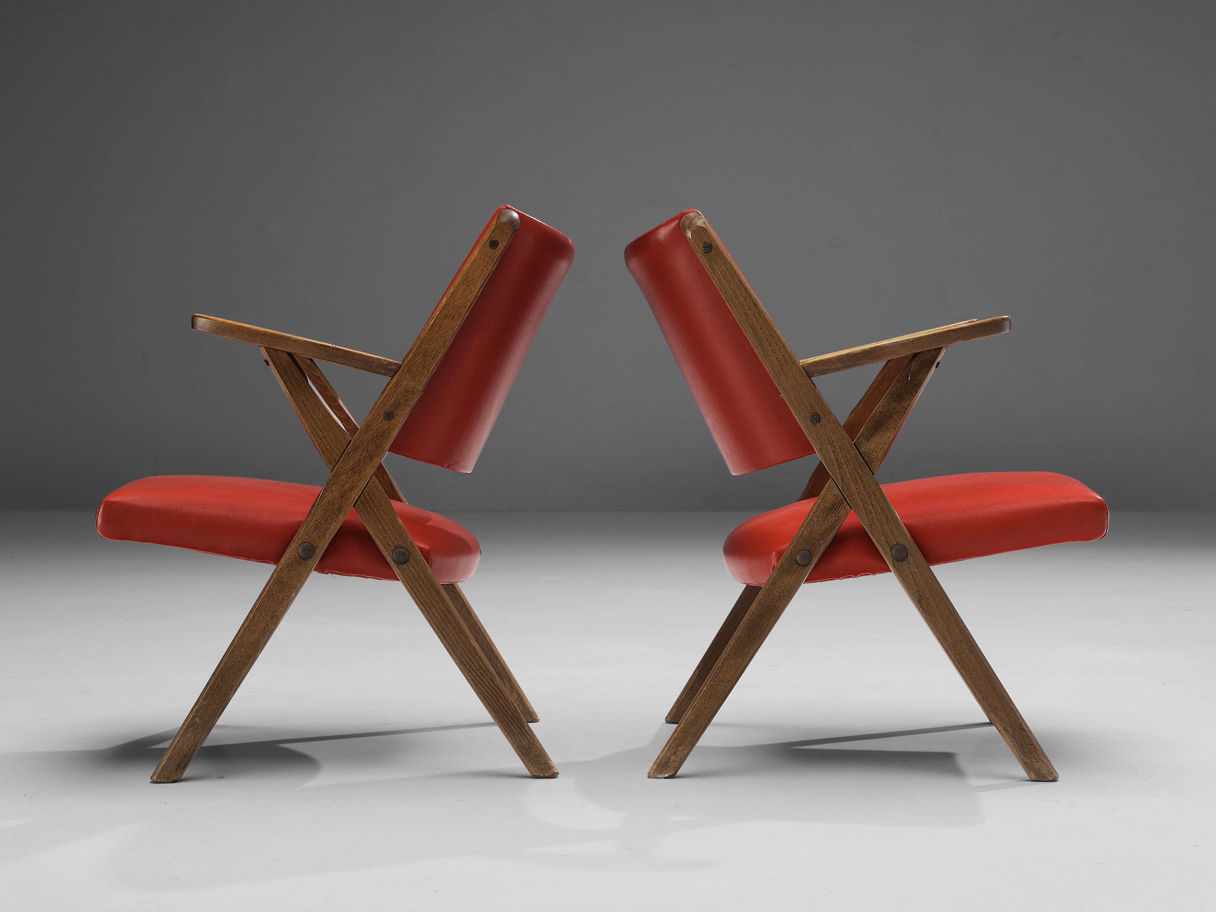 Italian Easy Chairs in Bright Red seating Morentz