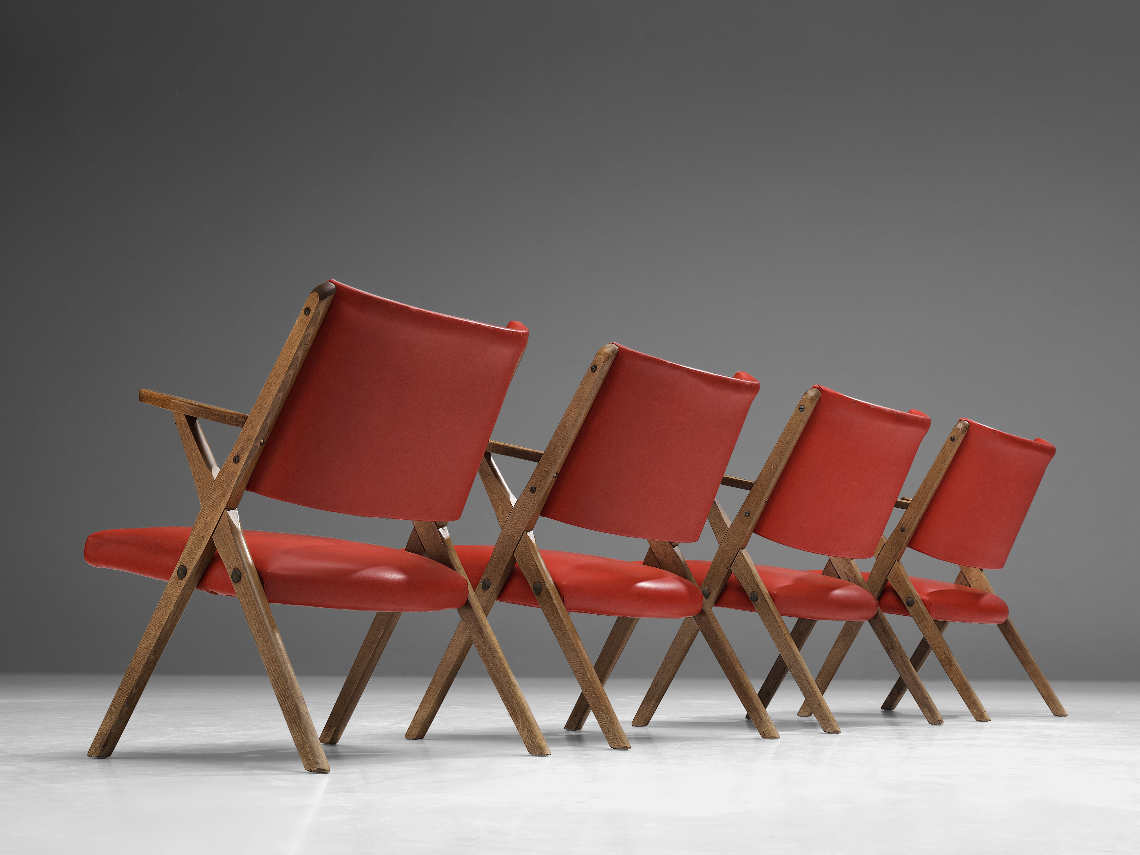 Italian Armchairs in Bright Red Seating Morentz